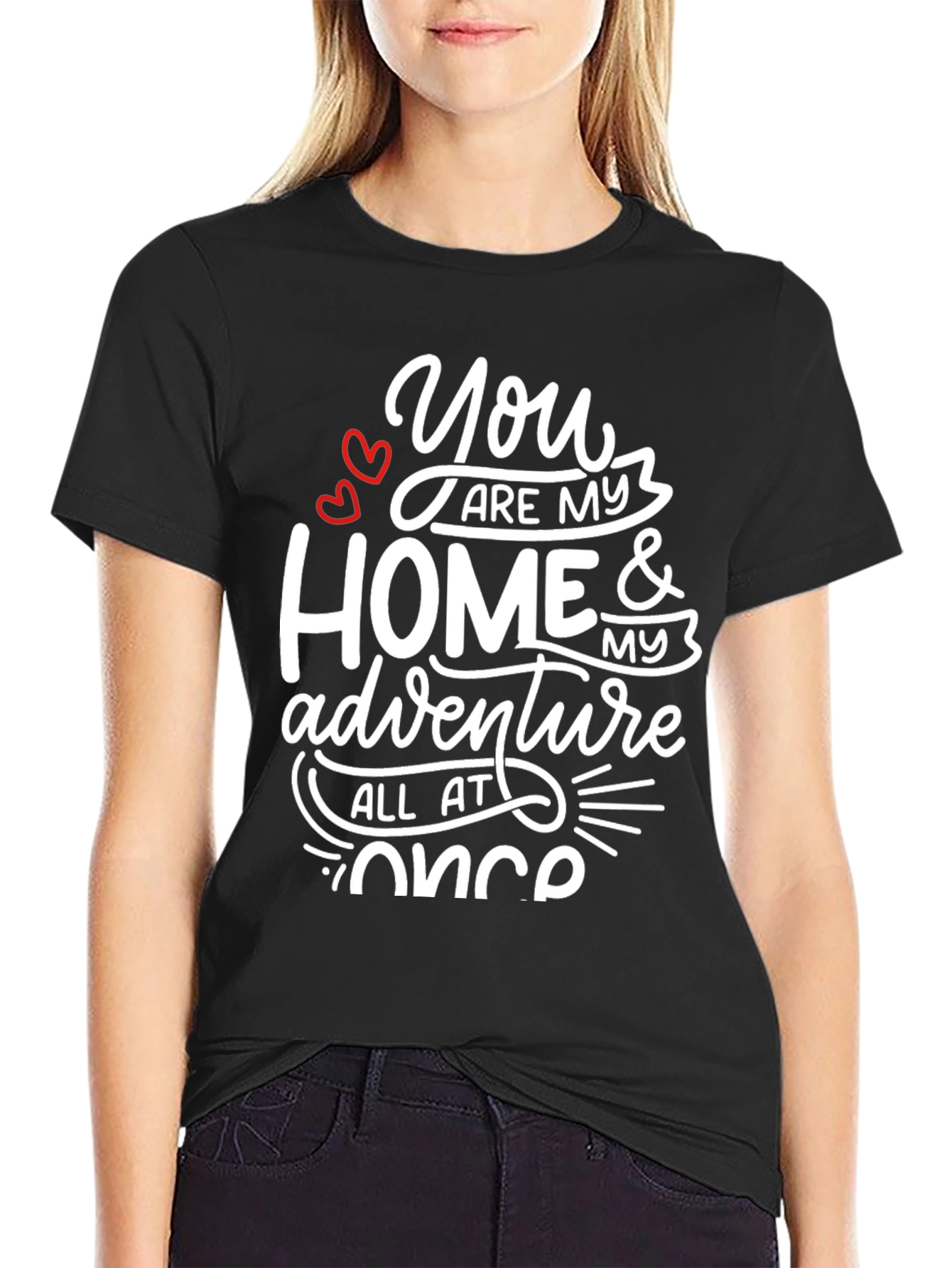 Black Romantic Graphic Tee - You Are My Home & Adventure view 2