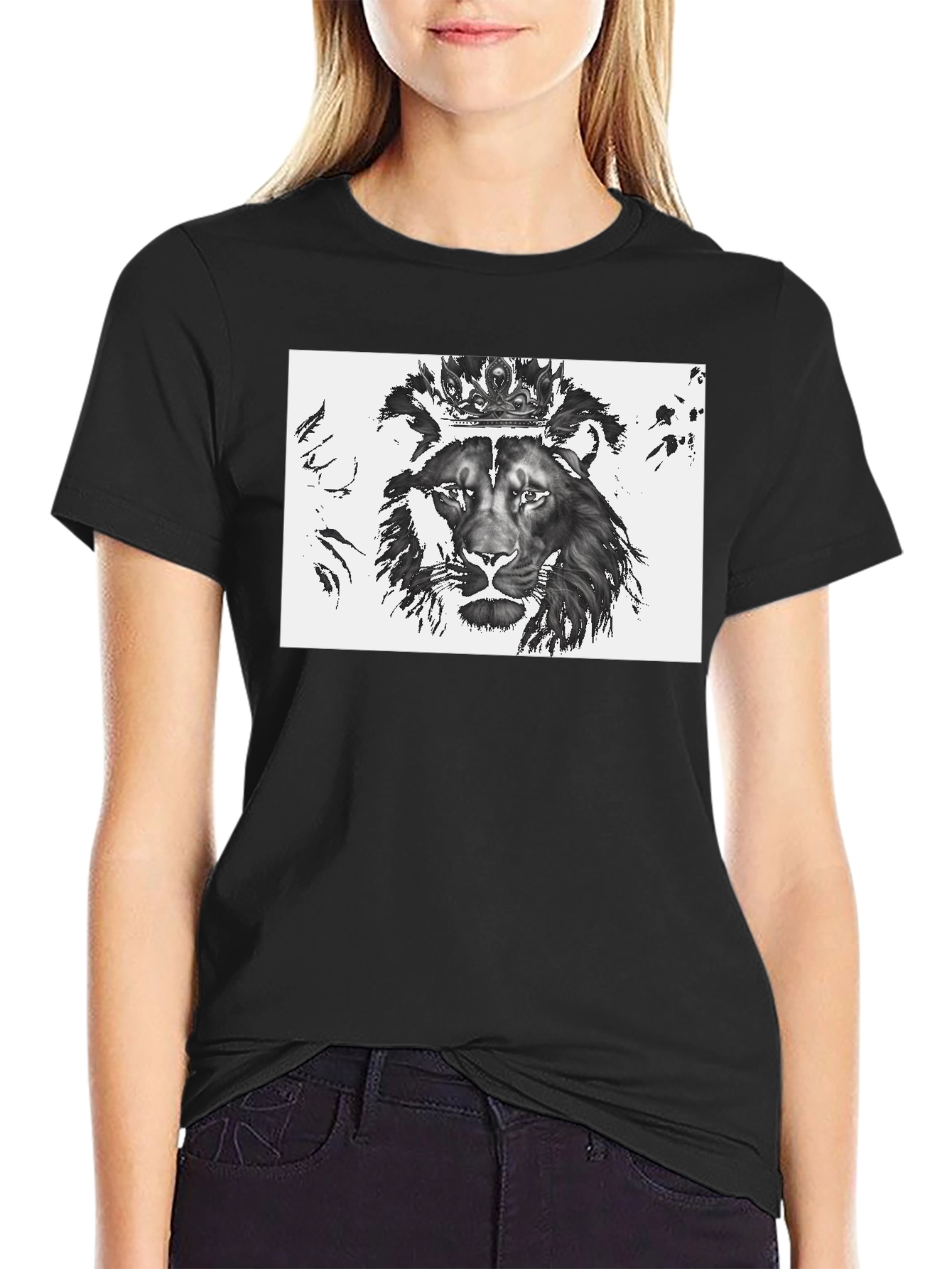 Black Lion King Graphic Tee - Black Cotton Blend view 2