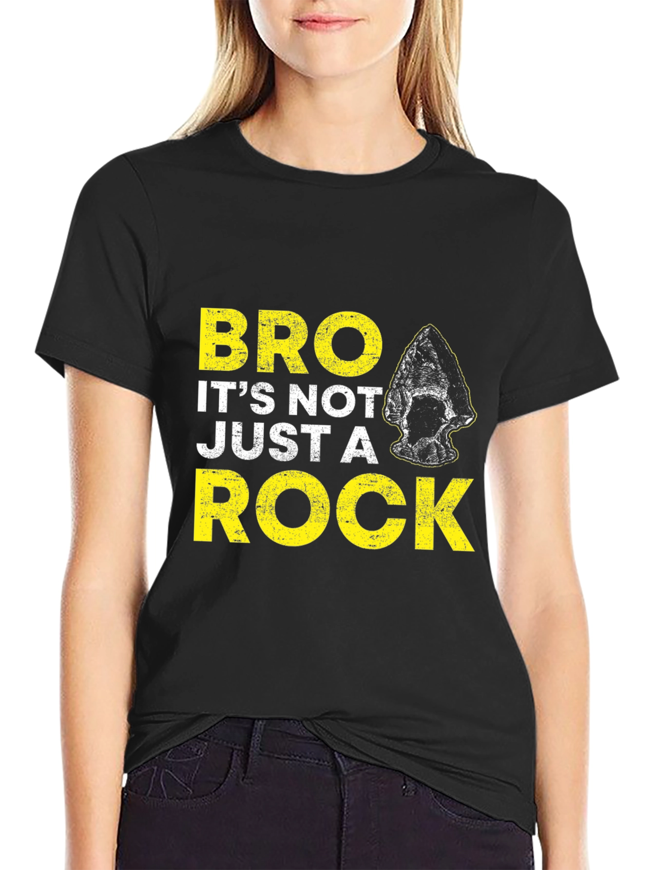 Black "Bro It's Not Just a Rock" Graphic T-Shirt view 2