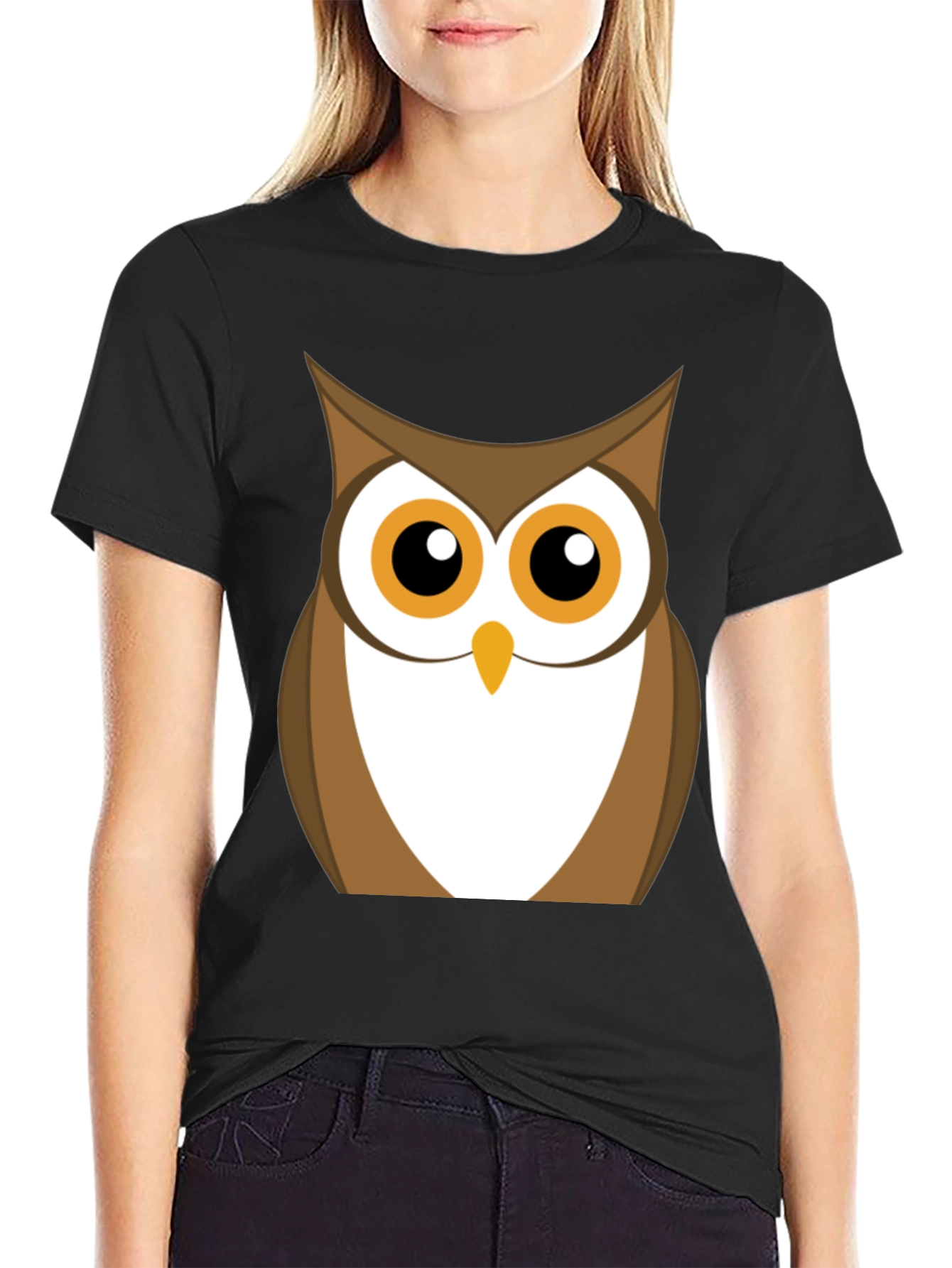 Black Owl Graphic Print Black T-Shirt view 2