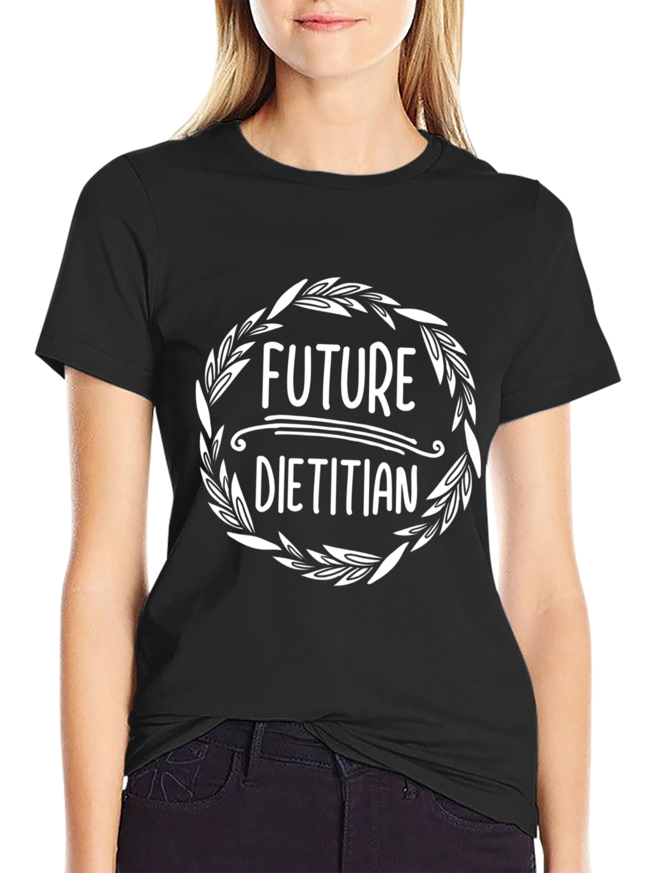 Black Future Dietitian Black T-Shirt - Nutrition Career Tee view 2