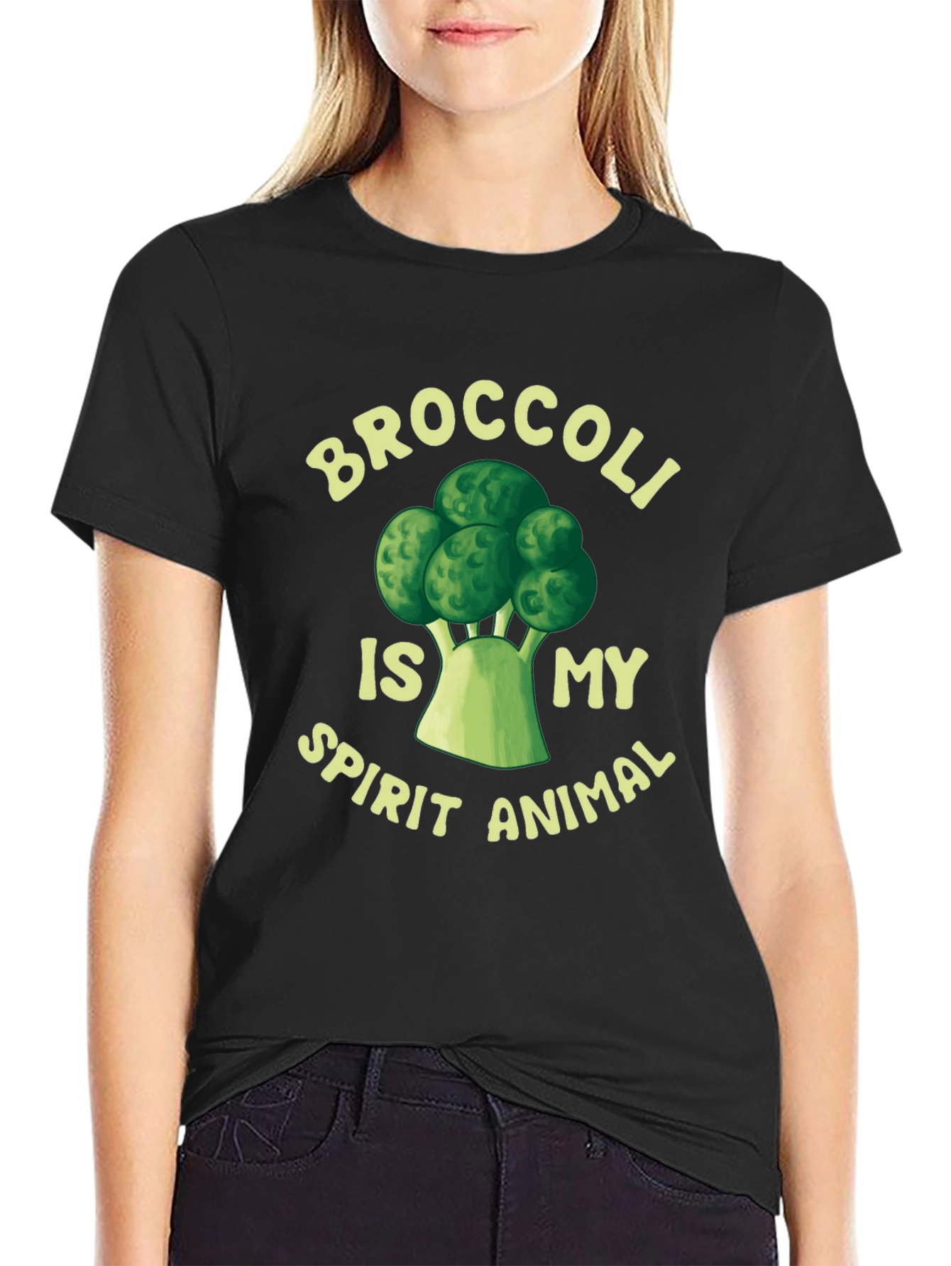 Black Broccoli is My Spirit Animal - Funny T-Shirt view 2