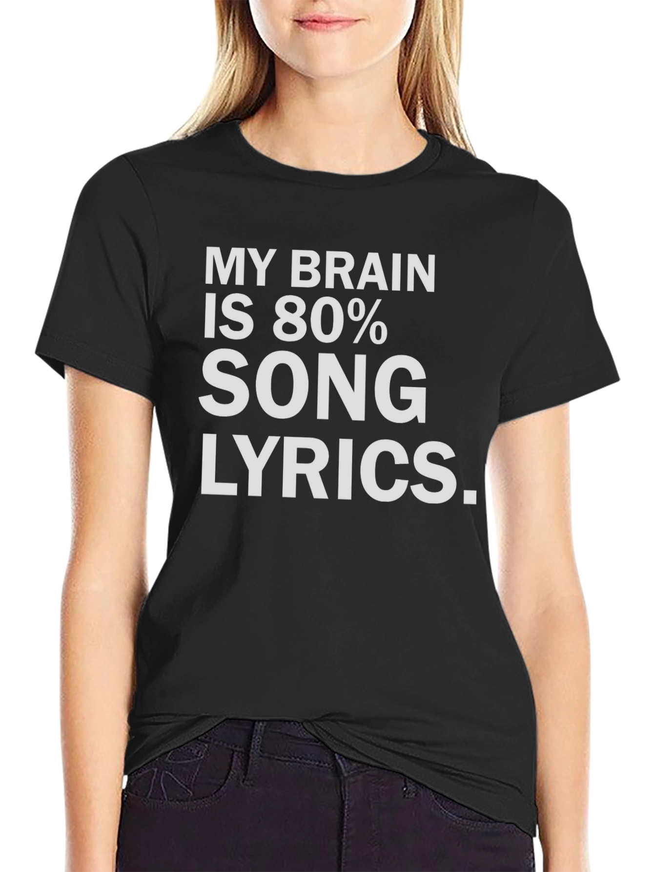 Black Funny Song Lyrics T-Shirt, Music Lover Tee view 2