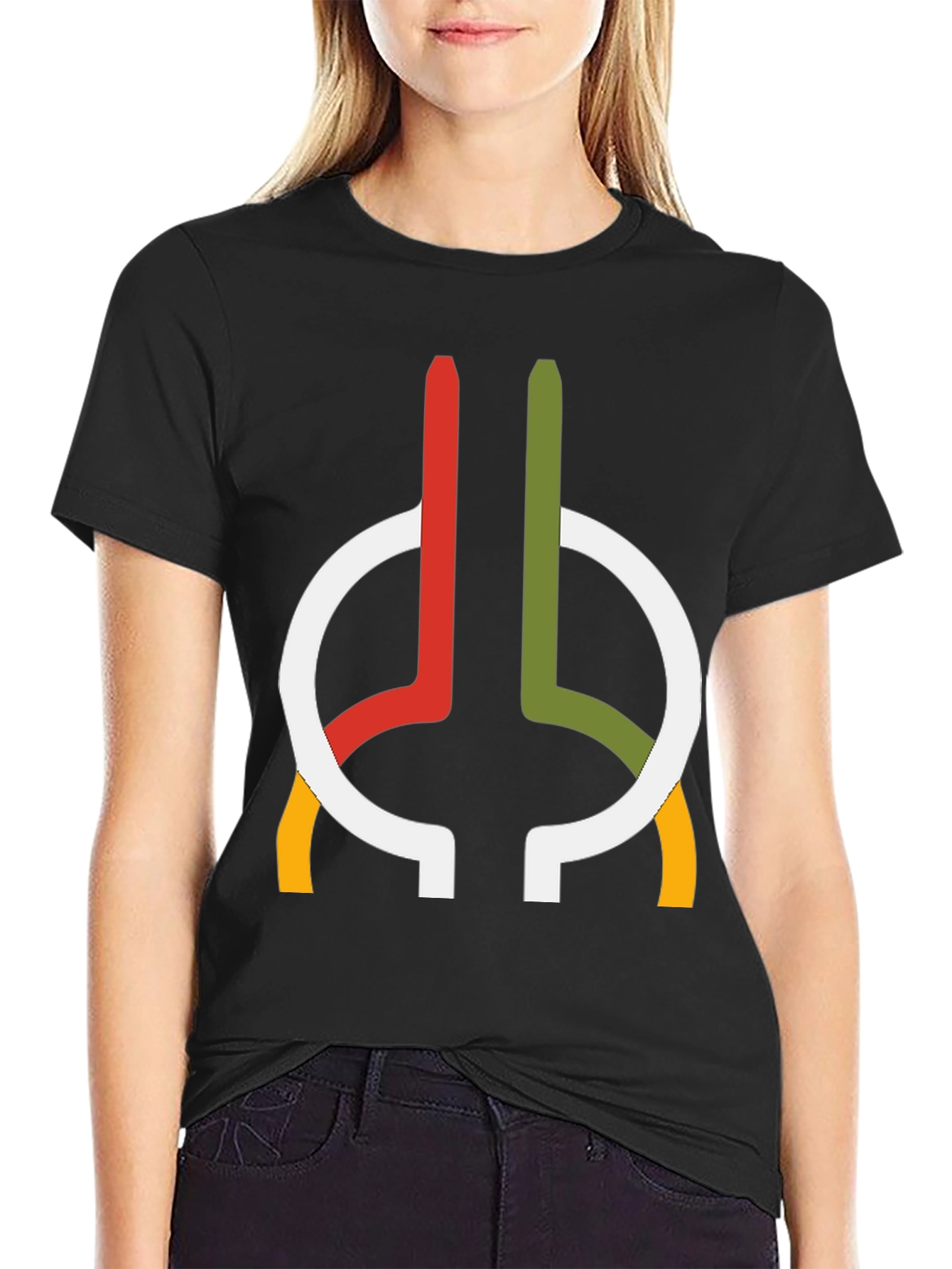 Black Abstract Graphic Print Black T-Shirt view 2