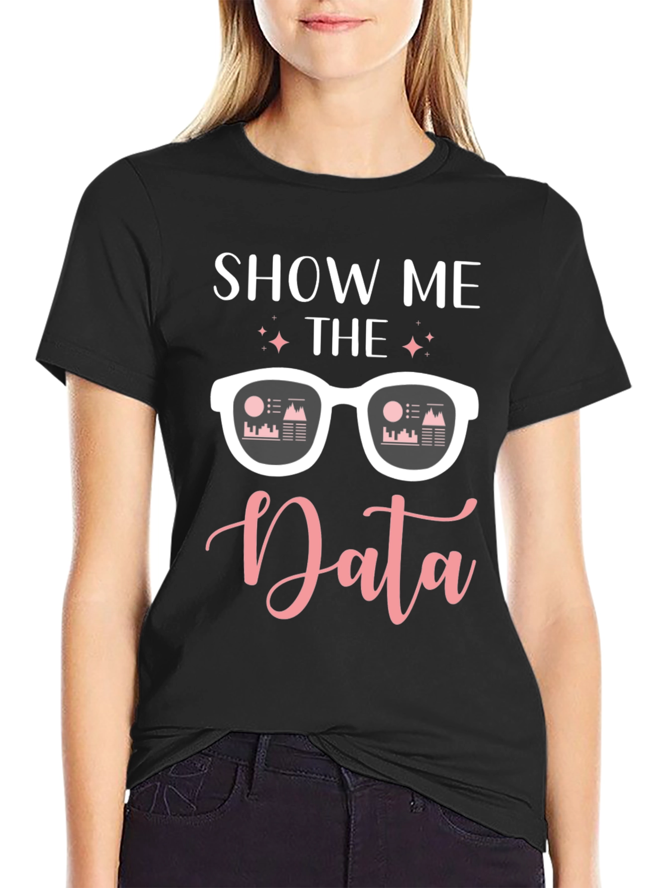 Black Show Me The Data T-Shirt view 2