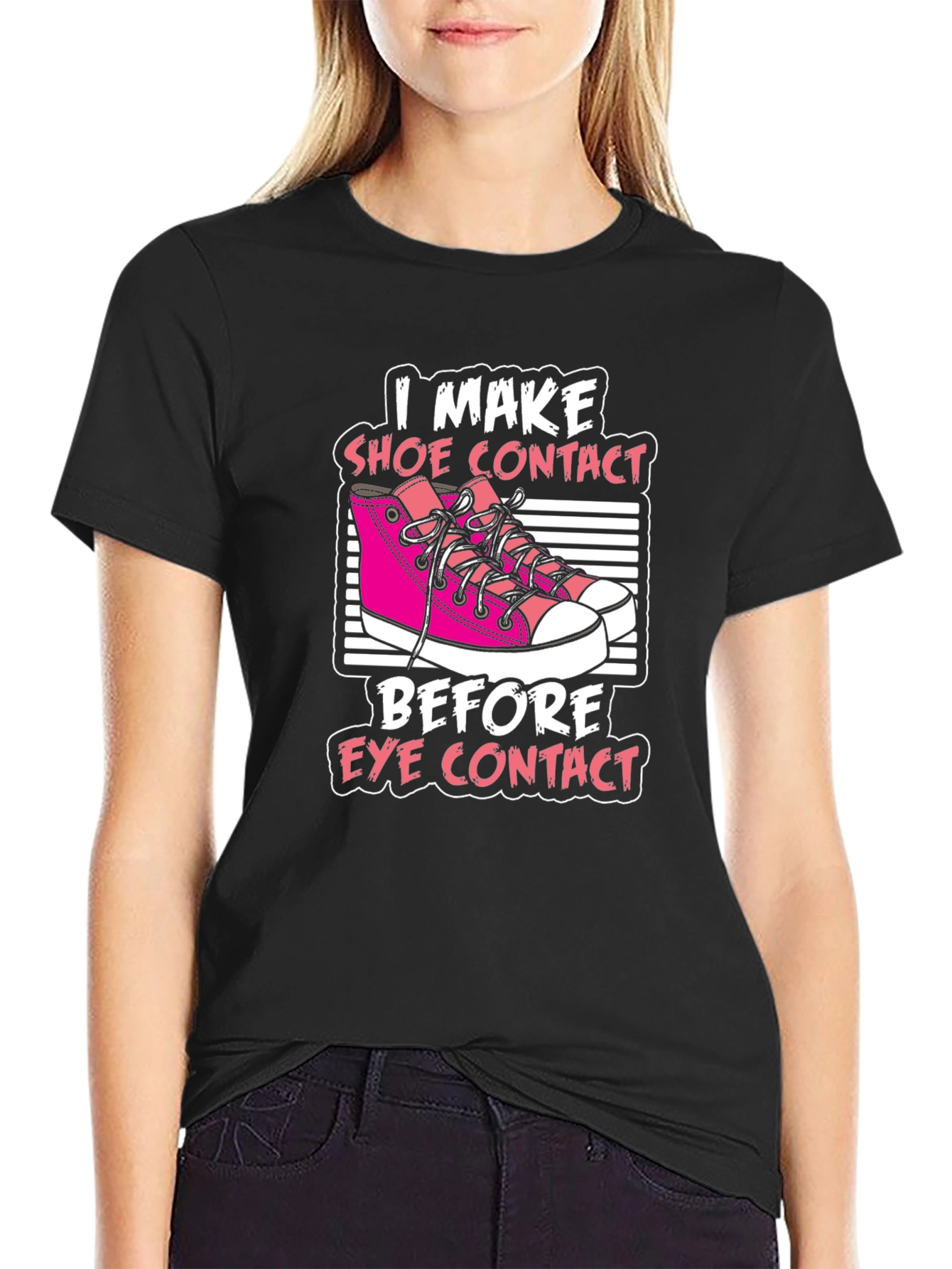 Black I Make Shoe Contact T-Shirt view 2