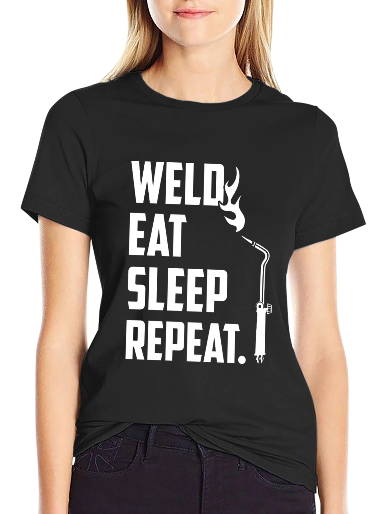 Black Weld, Eat, Sleep, Repeat Black T-Shirt view 2