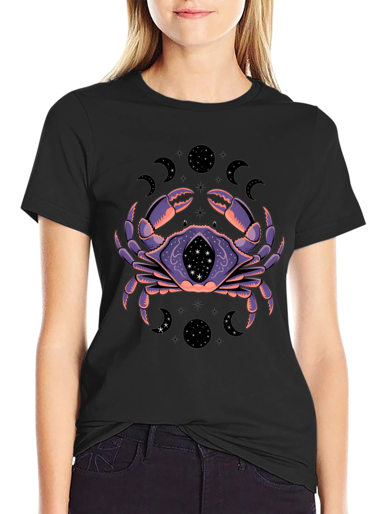 Black Mystic Crab Graphic T-Shirt - Zodiac Tee view 2