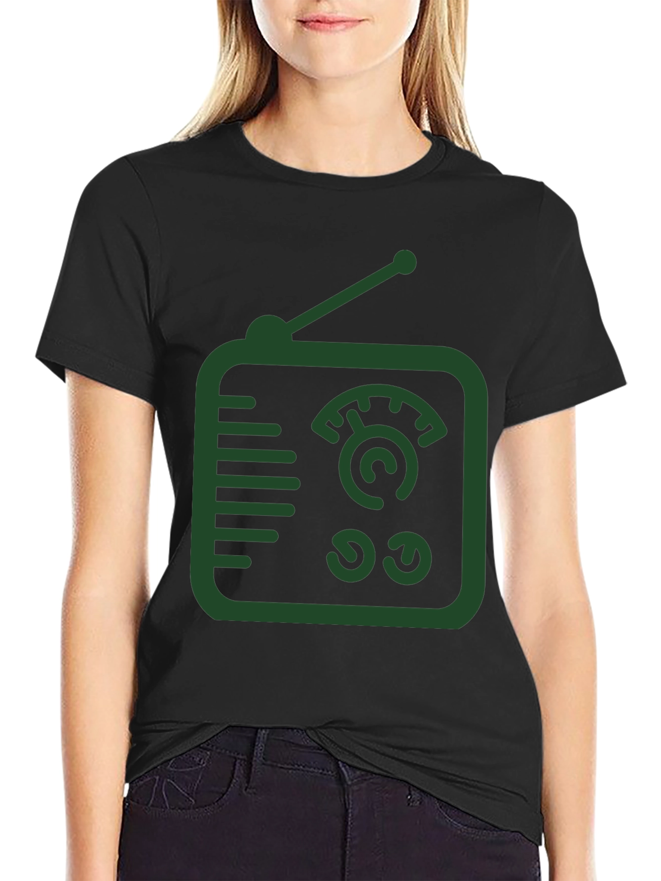 Black Retro Radio Graphic Tee - Cool Vintage Style view 2