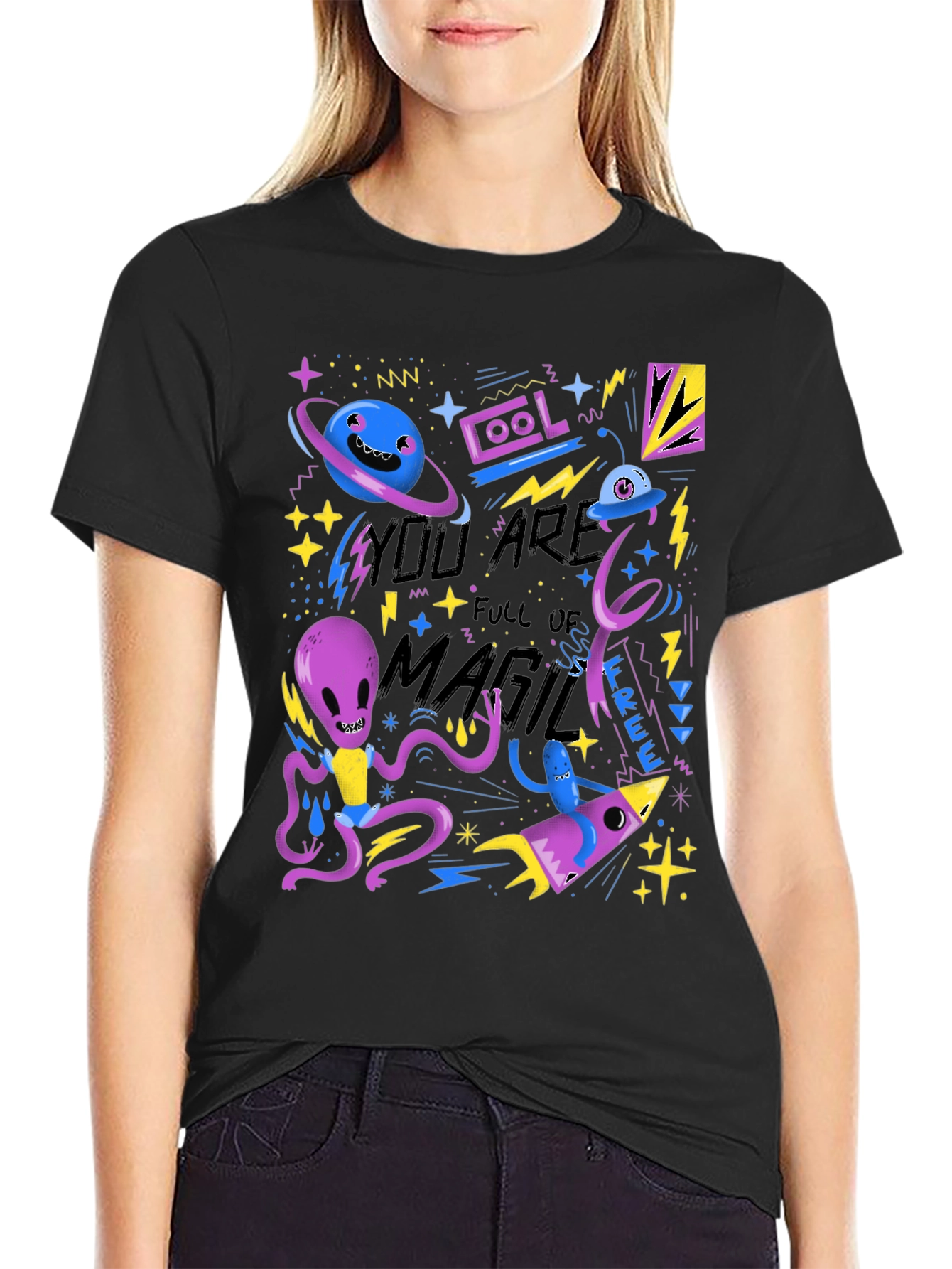 Black Cool You Are Full of Magic Graphic T-Shirt view 2