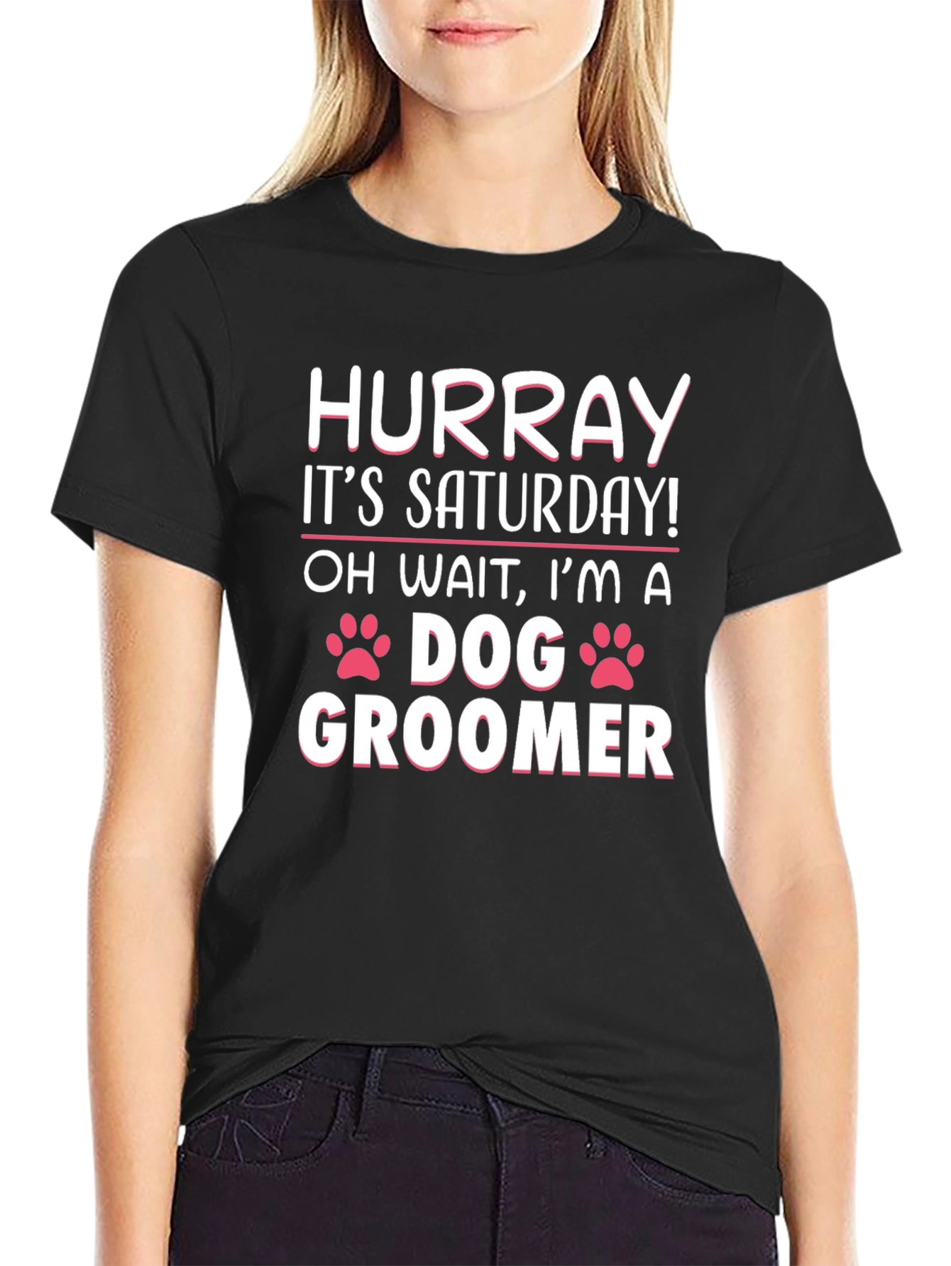 Black Funny Dog Groomer T-Shirt - Saturday Humor view 2