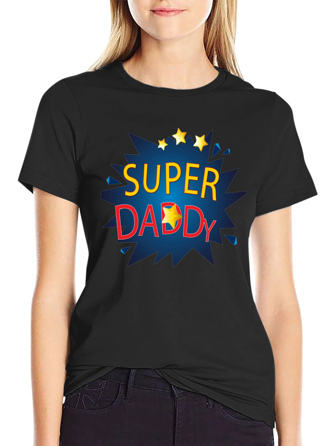 Black Super Daddy T-Shirt - Father's Day Gift view 2