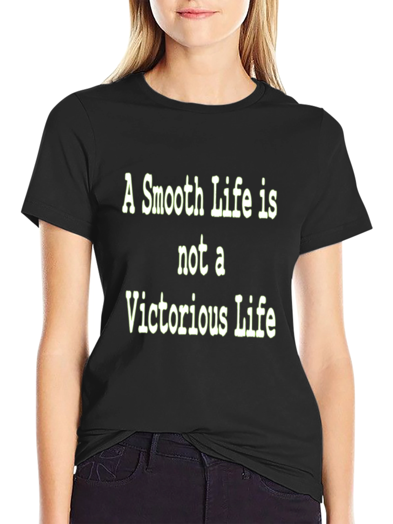 Black Motivational T-Shirt: Smooth Life Victorious Life view 2