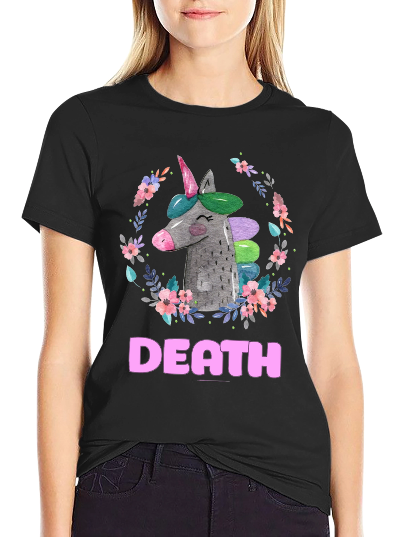 Black Unicorn Death Graphic Tee - Humor & Dark Humor view 2
