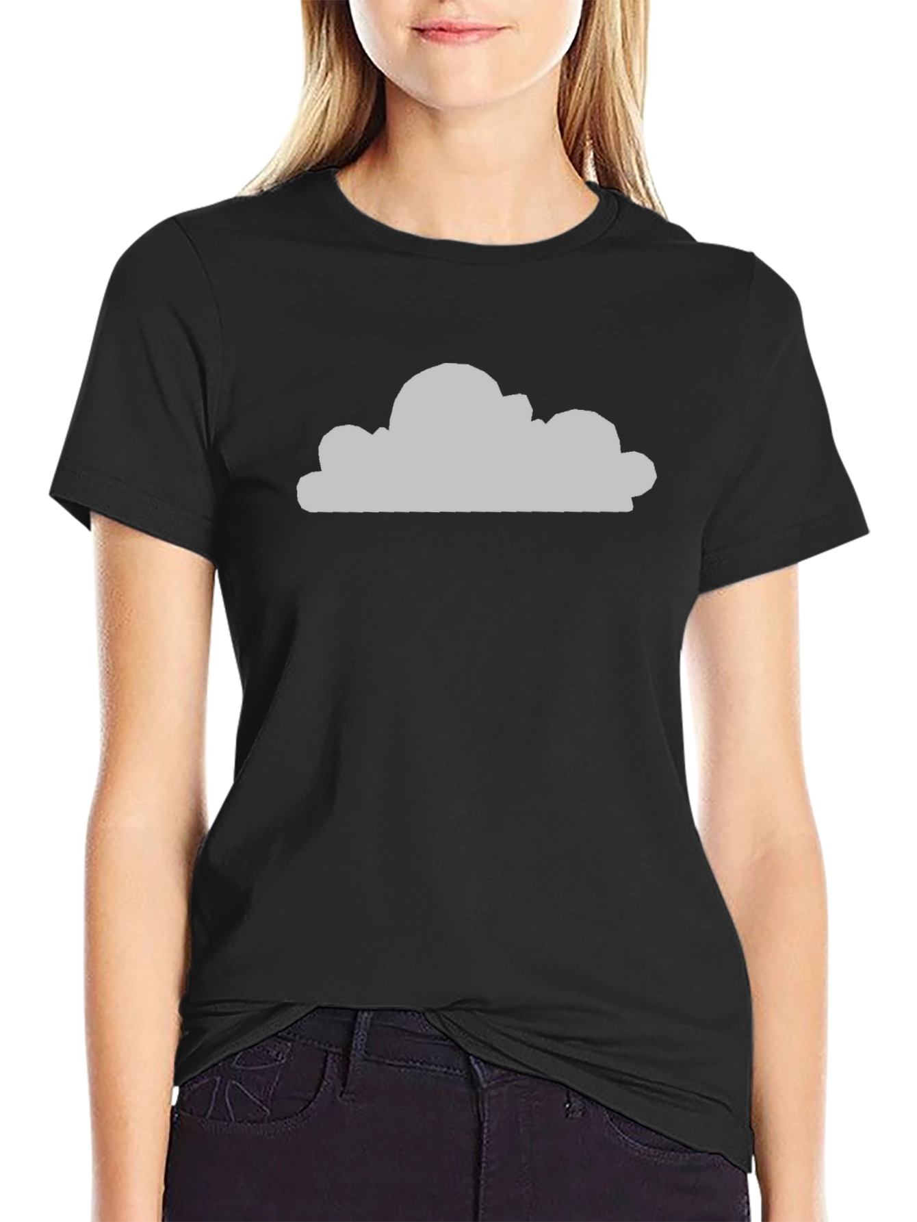 Black Cloud Graphic Print Black Crew Neck T-Shirt view 2