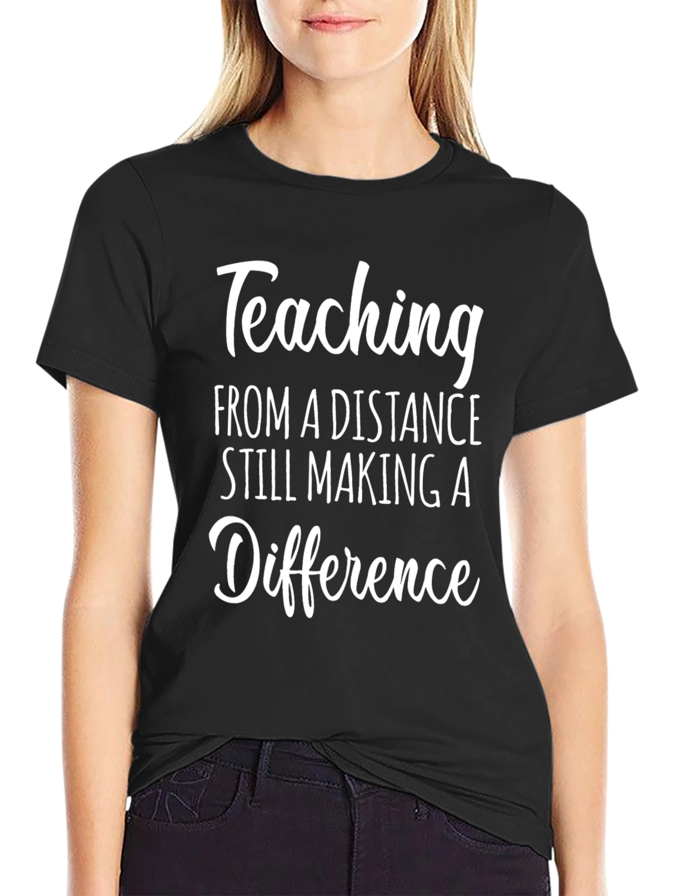 Black Teaching From a Distance Graphic Tee view 2