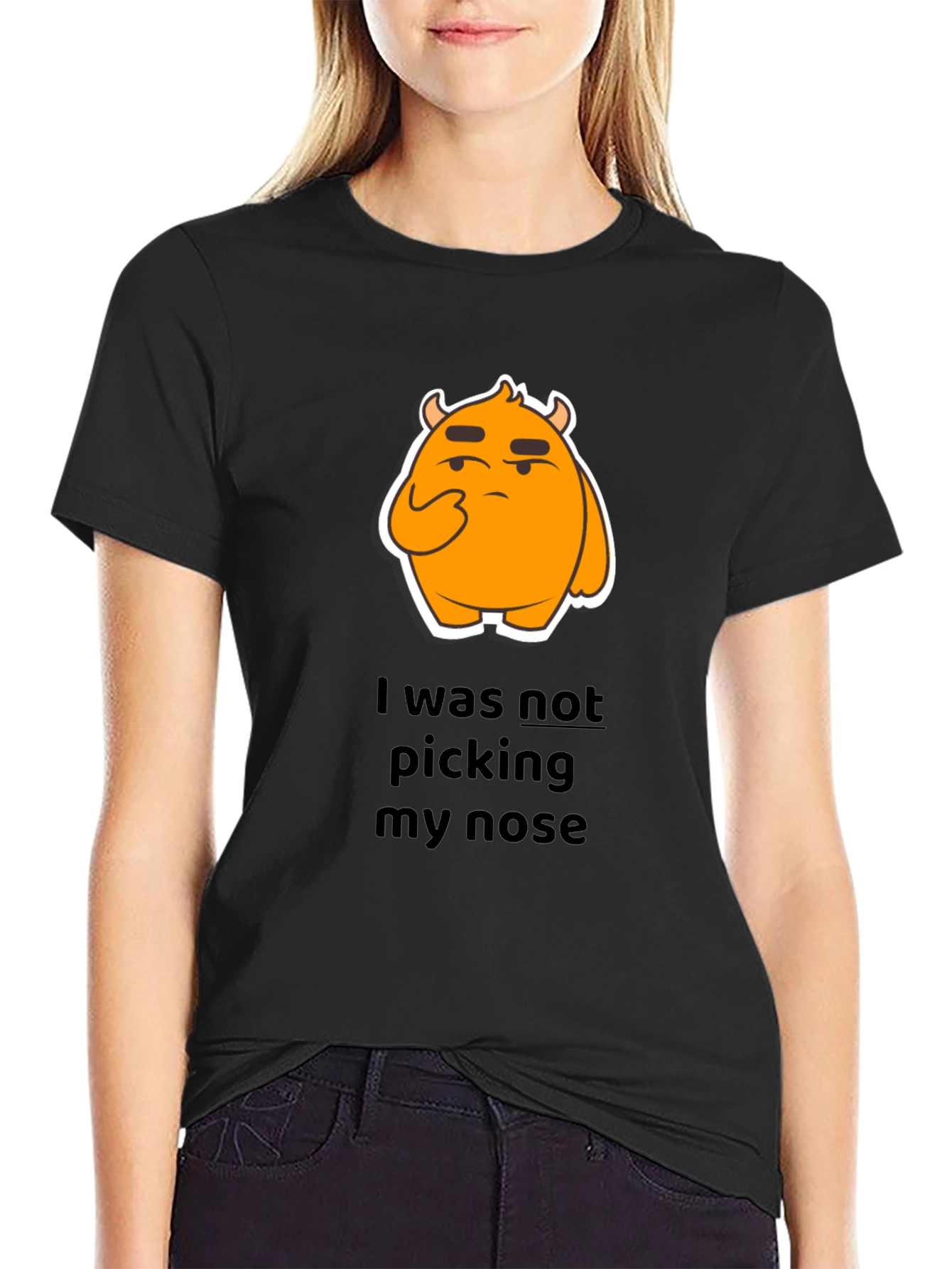 Black Funny Graphic T-Shirt - I Was Not Picking My Nose view 2