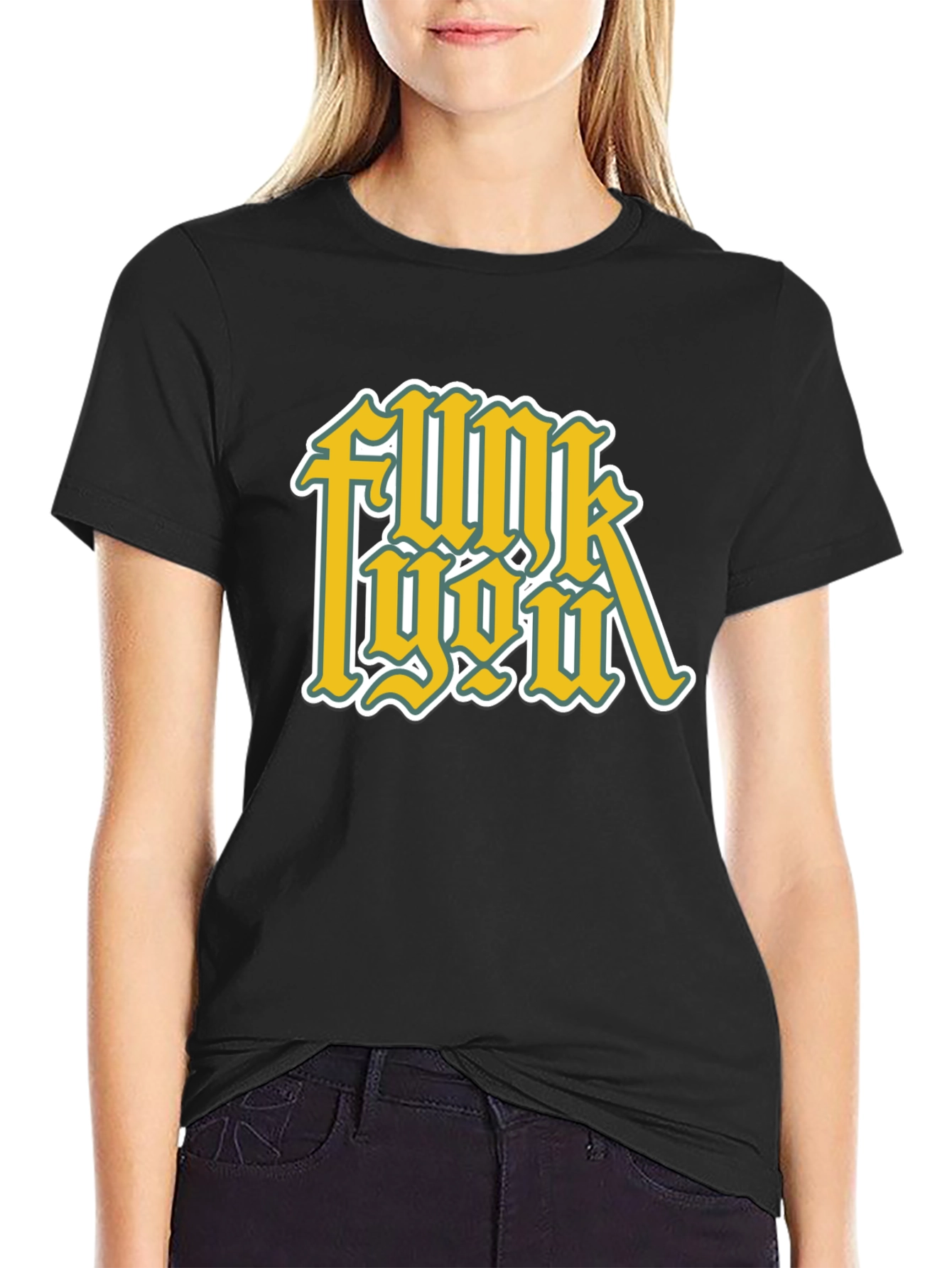 Black Funk You Graphic T-Shirt - Black Cotton Tee view 2