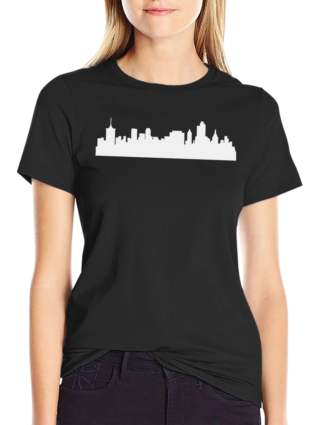 Black City Skyline Graphic Tee - Modern Urban Style Shirt view 2