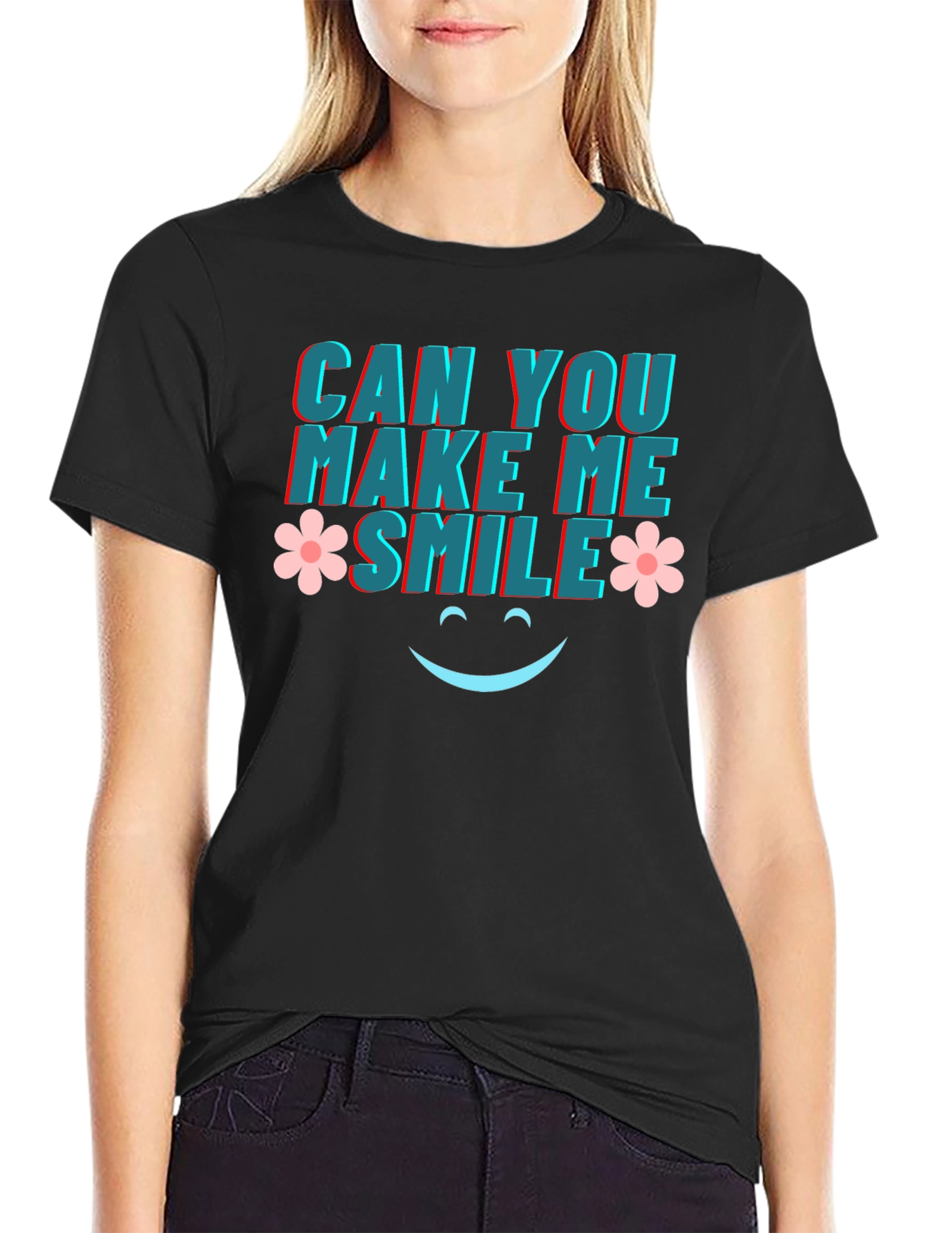 Black Can You Make Me Smile Graphic Tee view 2