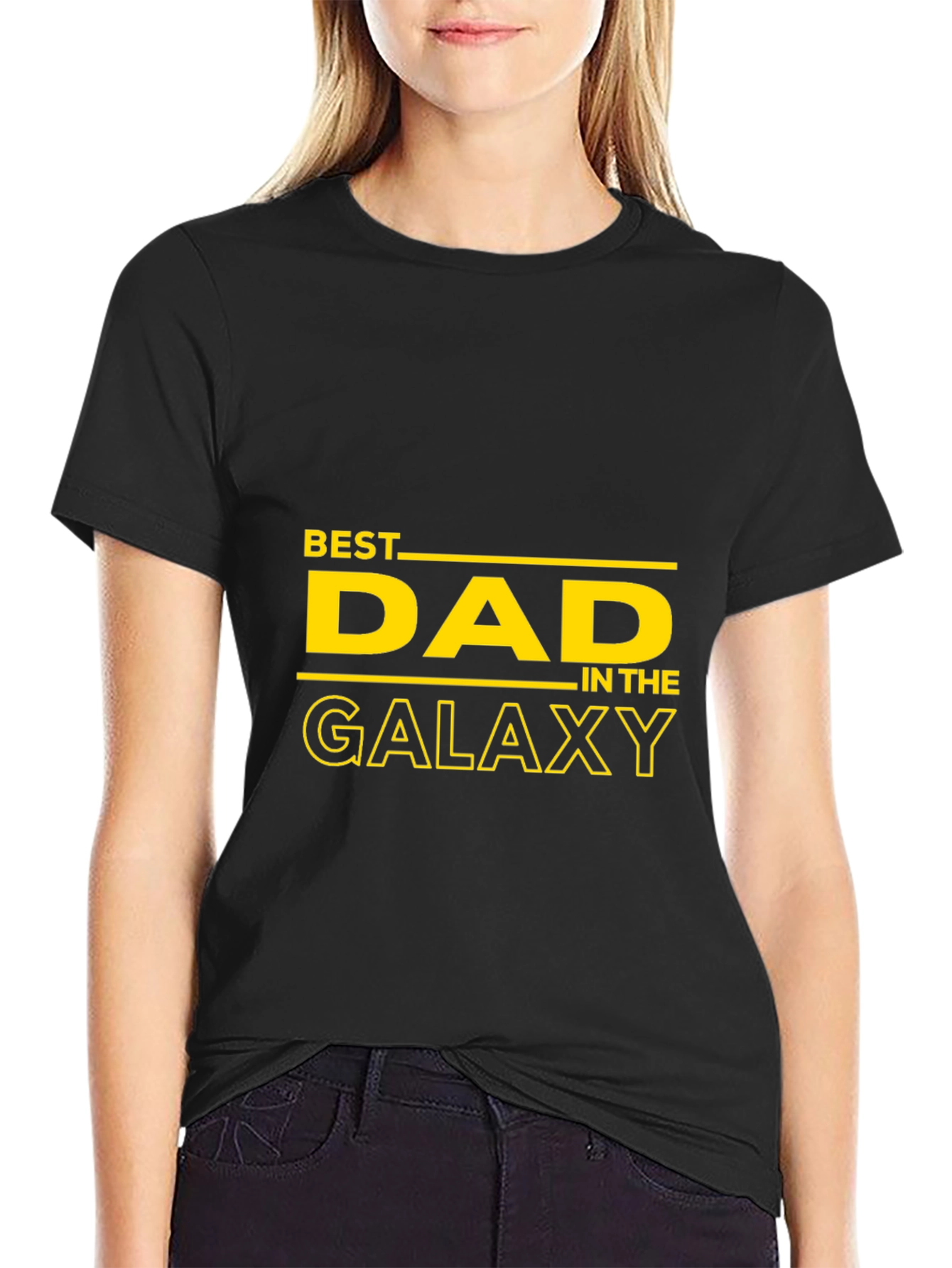 Black Best Dad in the Galaxy Black T-Shirt view 2