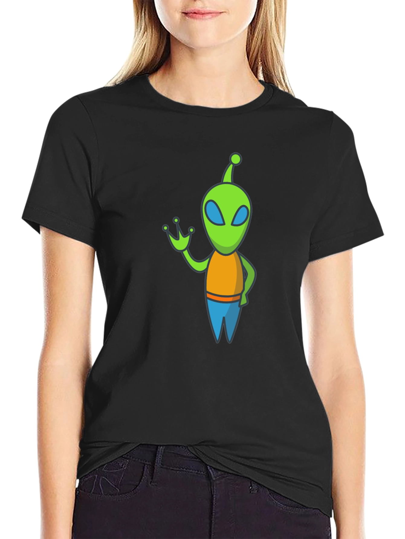 Black Alien Graphic Tee - Black Cotton Blend view 2