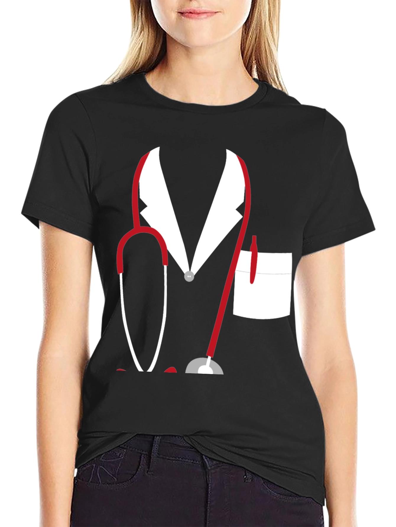 Black Doctor Costume T-Shirt - Funny Doctor Design view 2