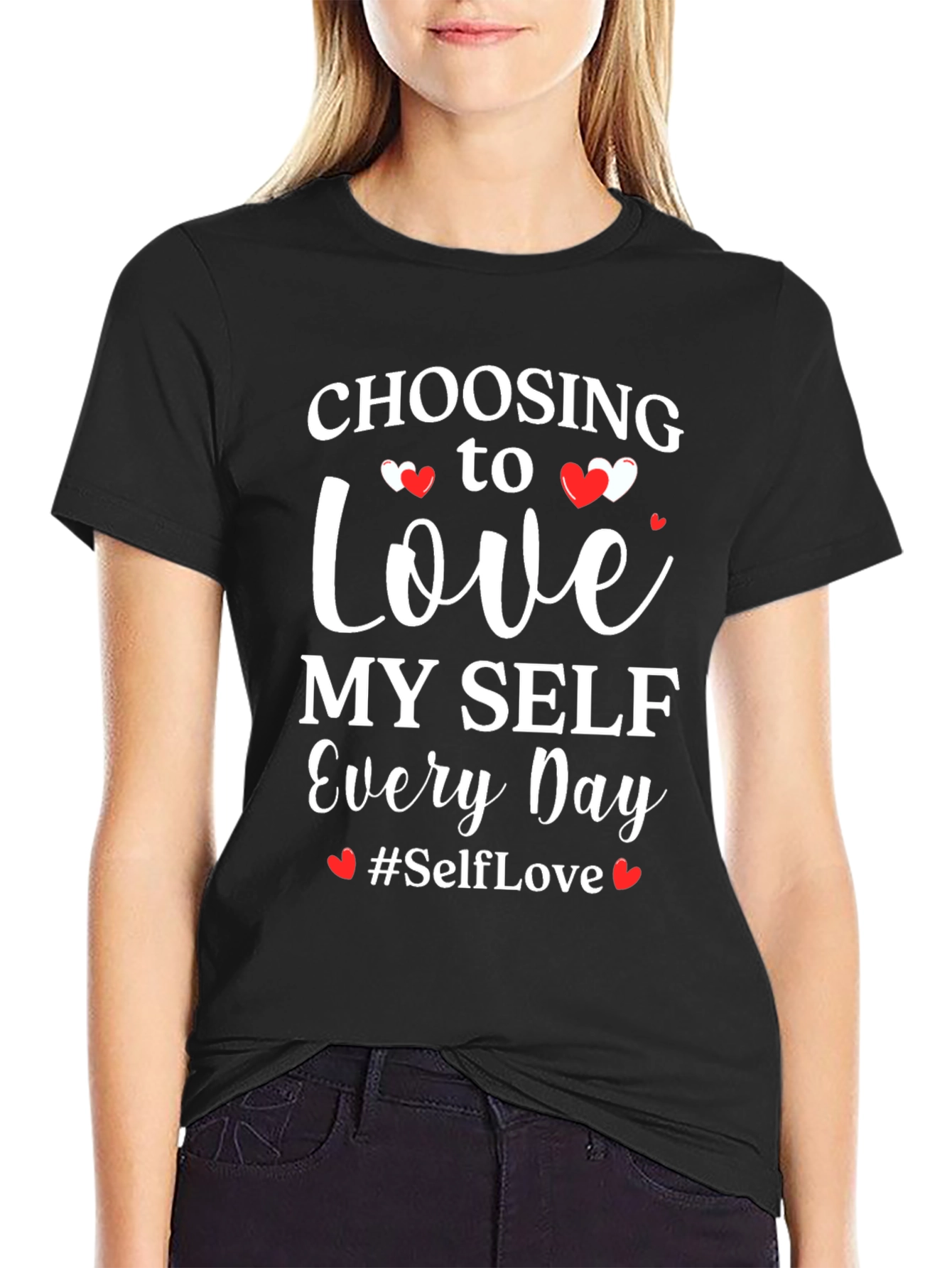Black Choosing to Love Myself T-Shirt - Self Love Tee view 2