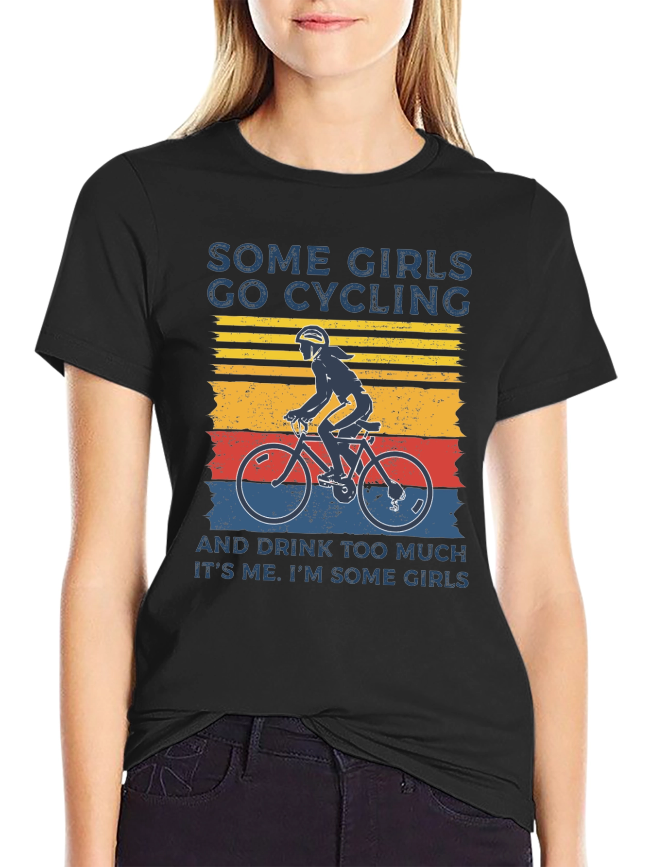 Black Some Girls Go Cycling T-Shirt view 2