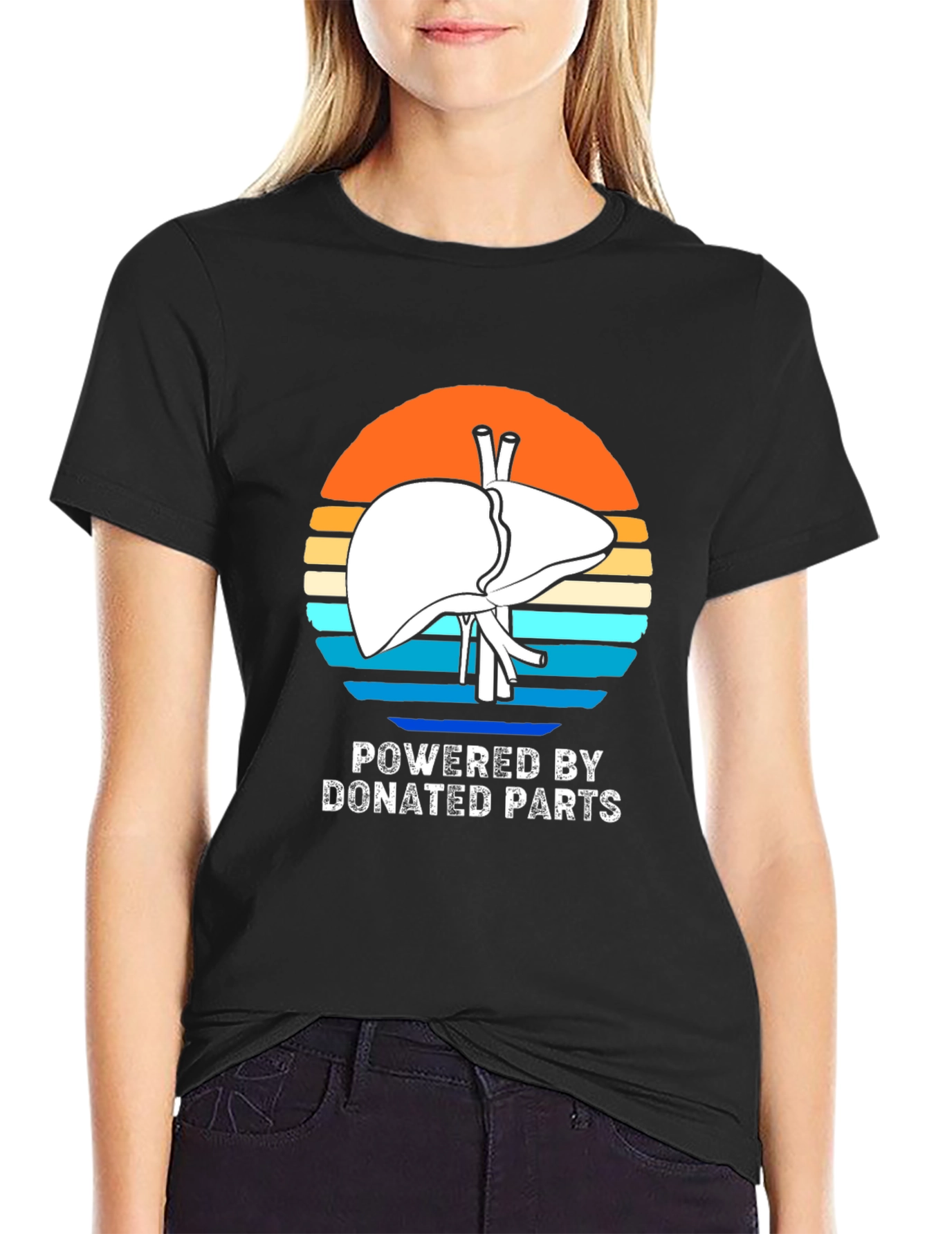 Black Powered By Donated Parts T-Shirt view 2