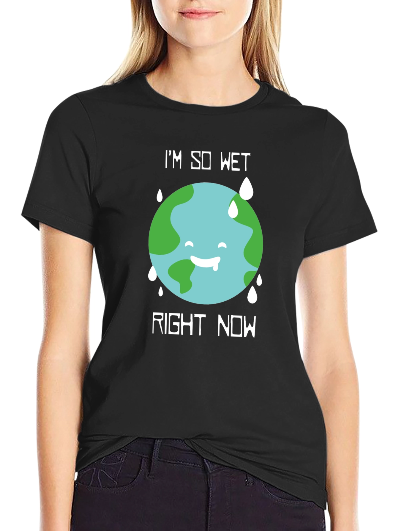 Black I'm So Wet Earth Graphic T-Shirt view 2