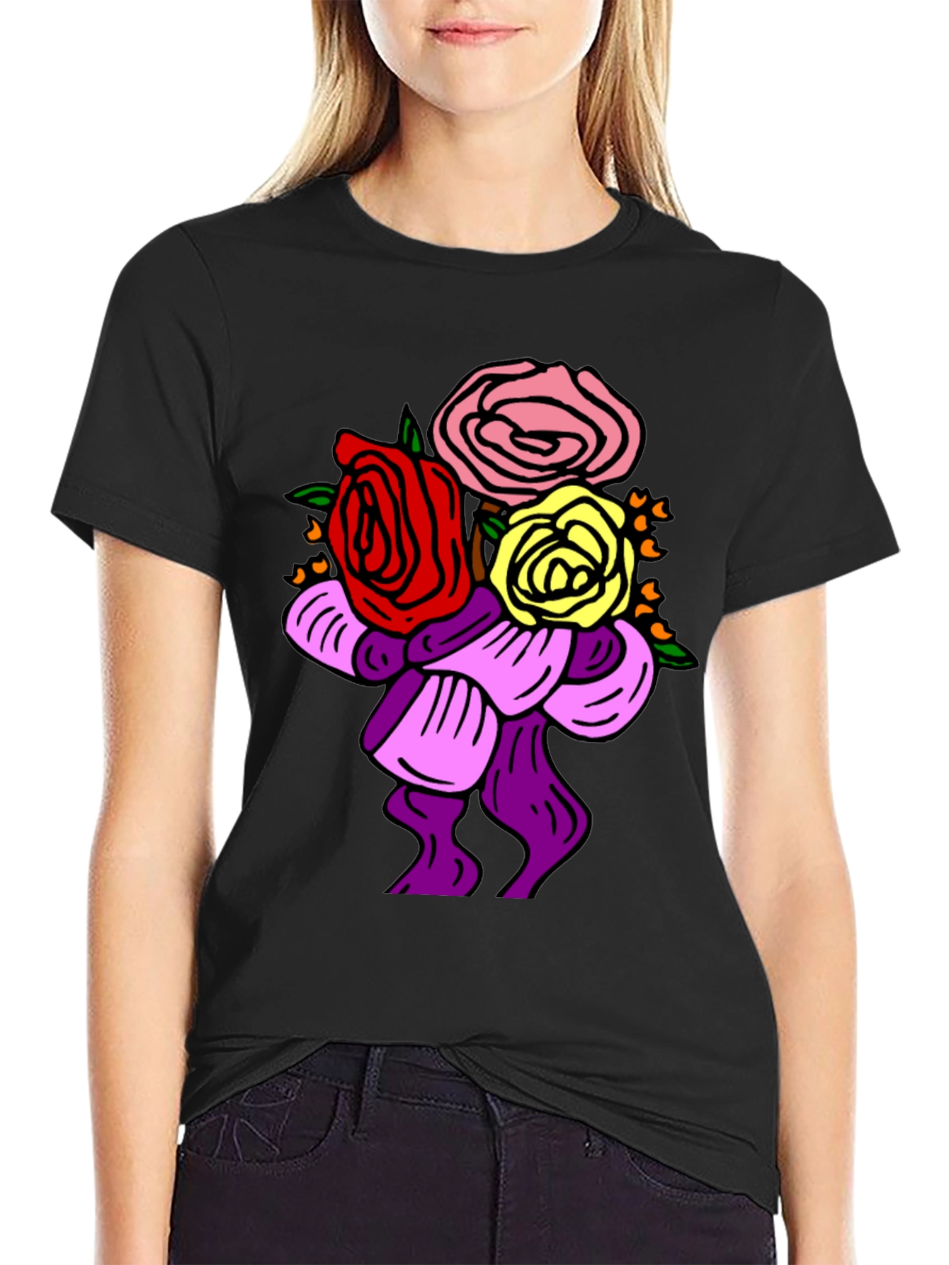 Black Floral Bouquet Graphic Tee view 2