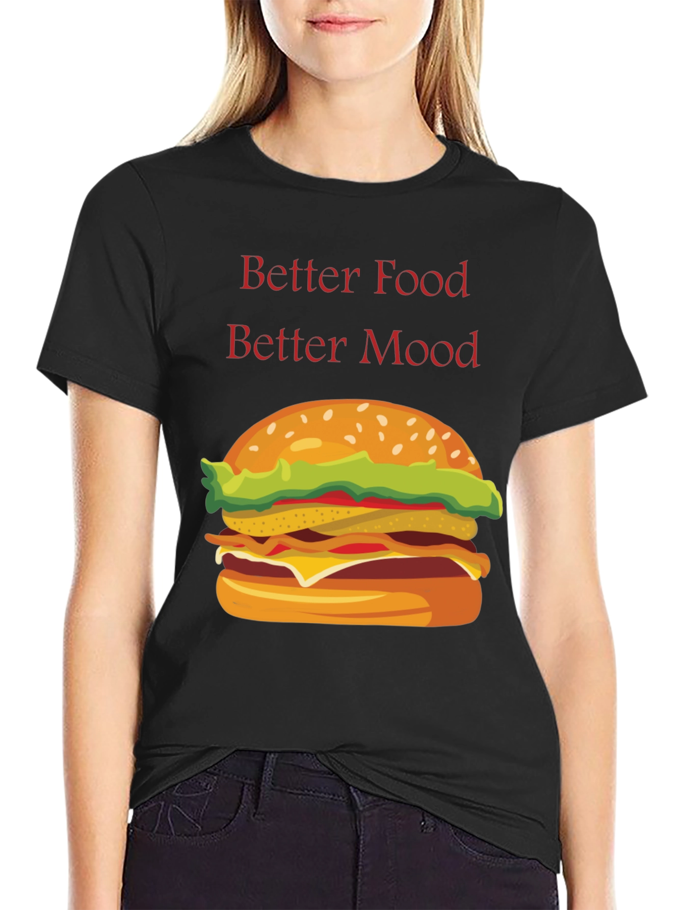 Black Better Food Better Mood T-Shirt view 2