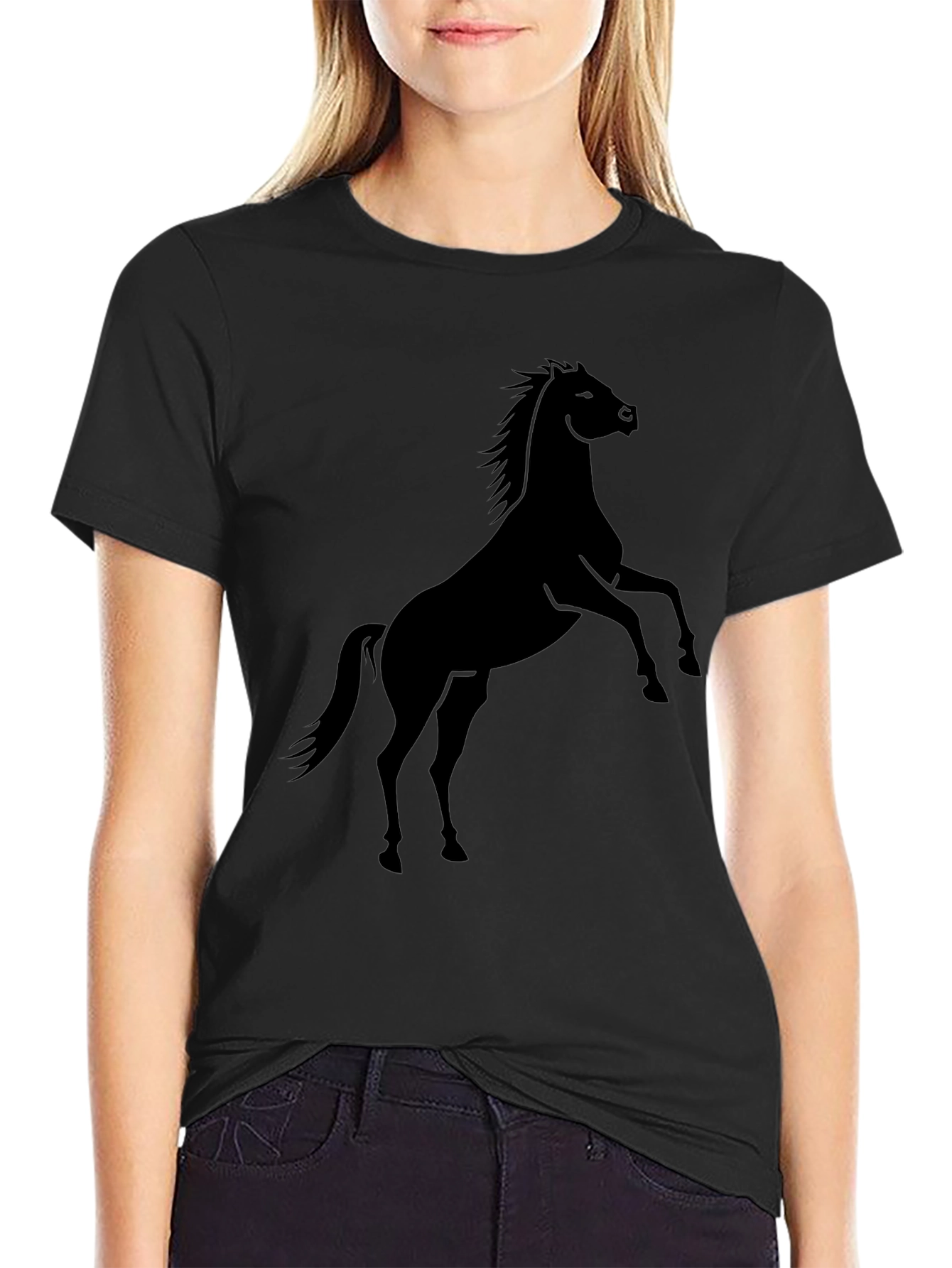 Black Black Horse Graphic Tee - Men's Casual T-Shirt view 2