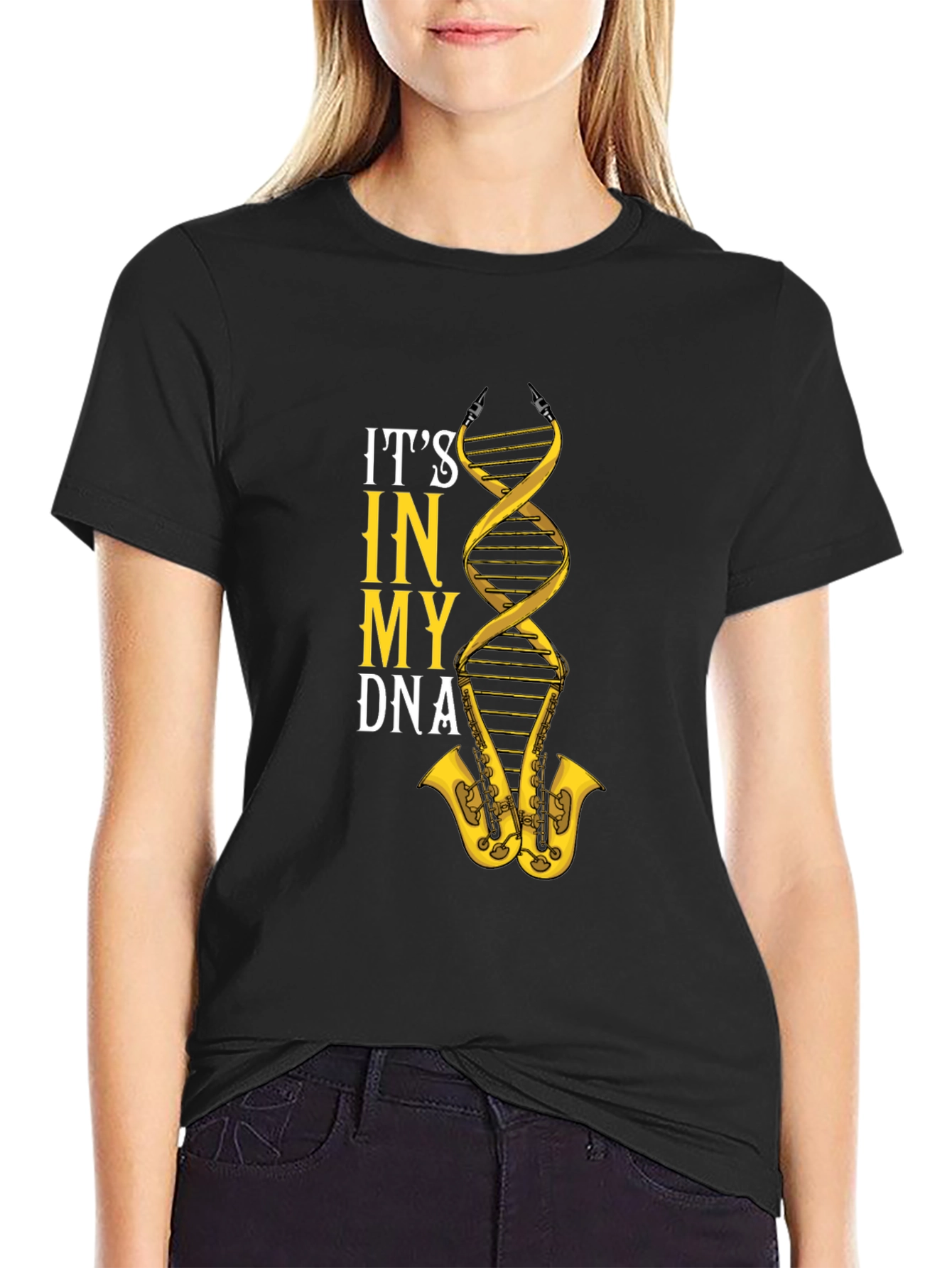Black It's In My DNA Saxophone T-Shirt  view 2