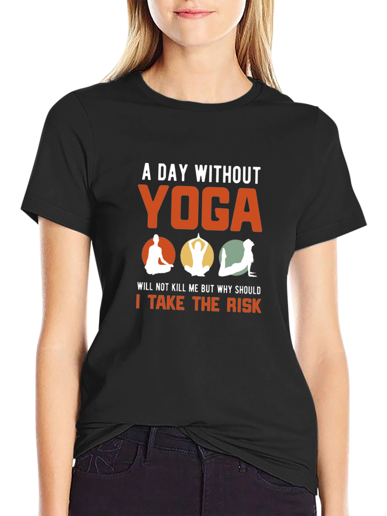 Black Yoga Lover's T-Shirt: A Day Without Yoga view 2