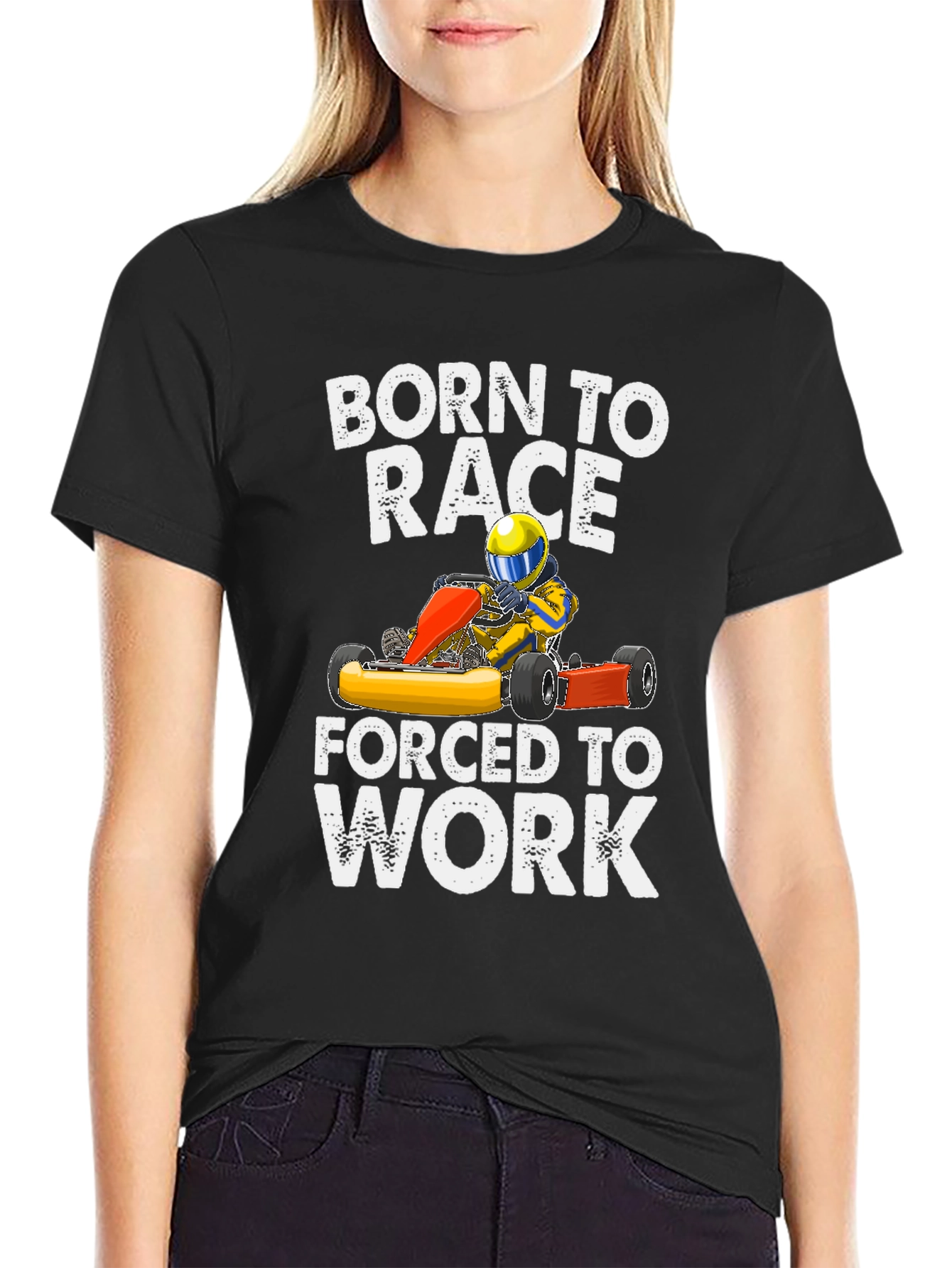 Black Born to Race T-Shirt - Racing Kart view 2