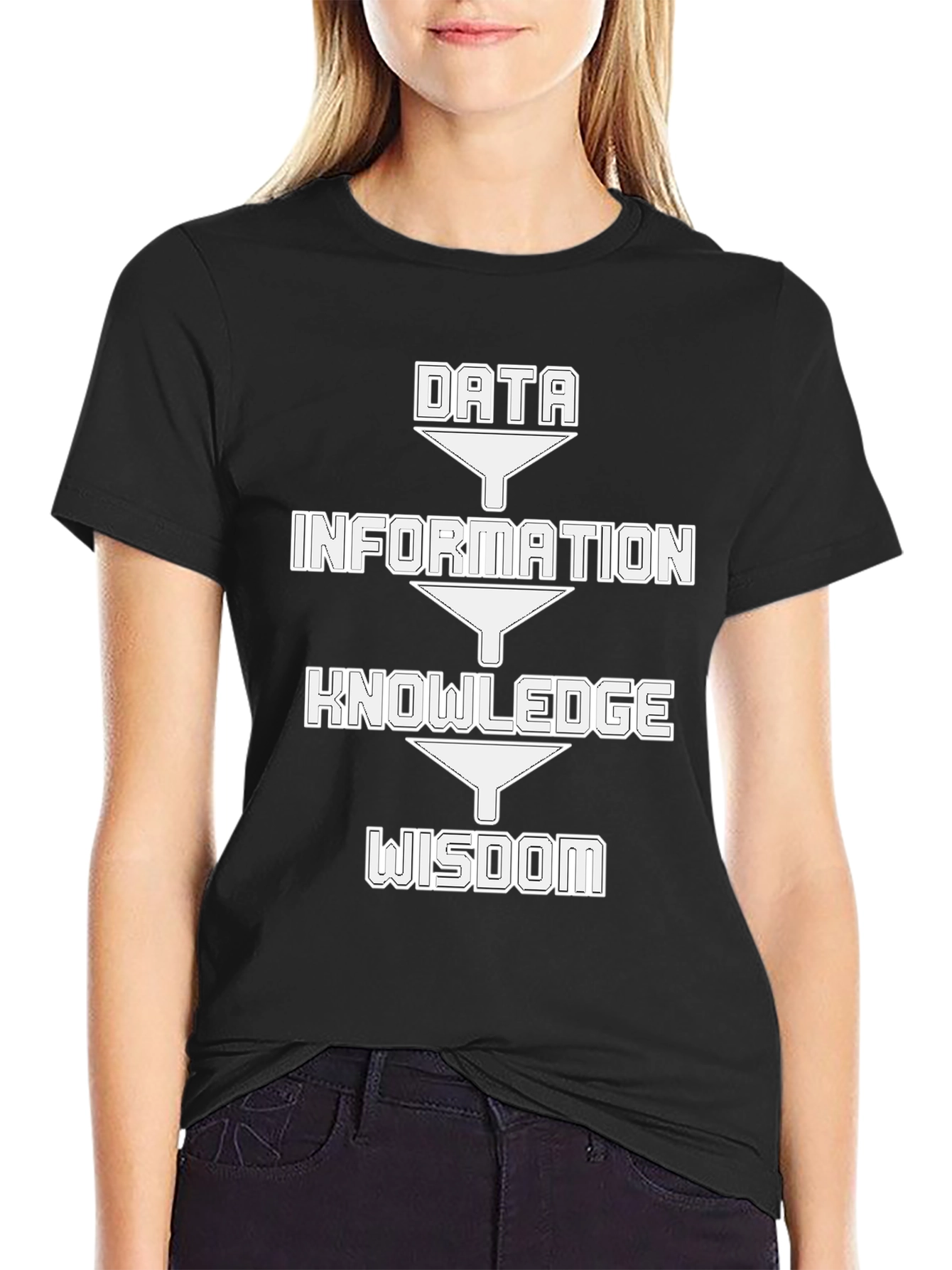 Black Data Information Knowledge Wisdom Funnel T-Shirt view 2