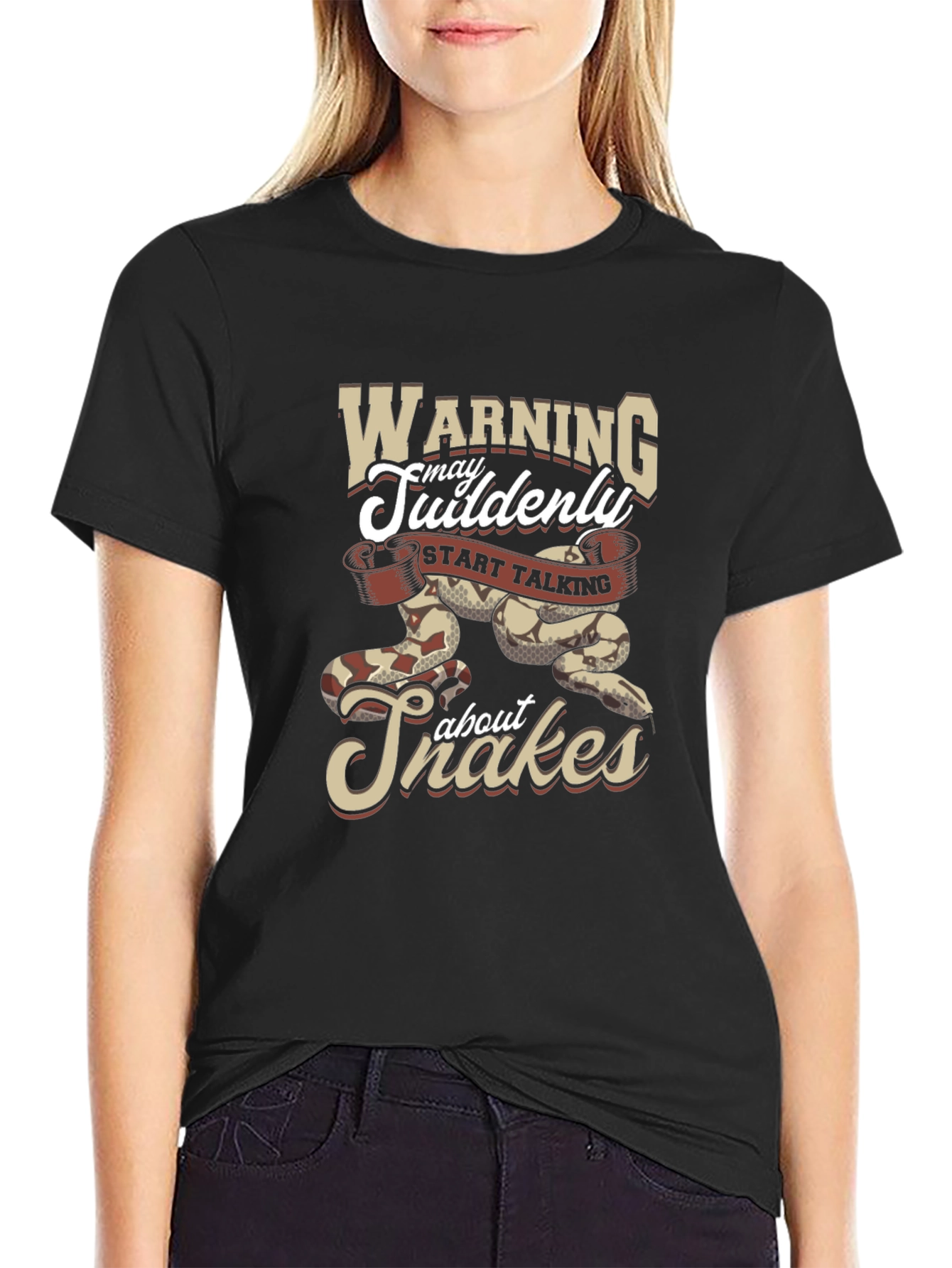 Black Warning May Suddenly Start Talking About Snakes Graphic Tee view 2