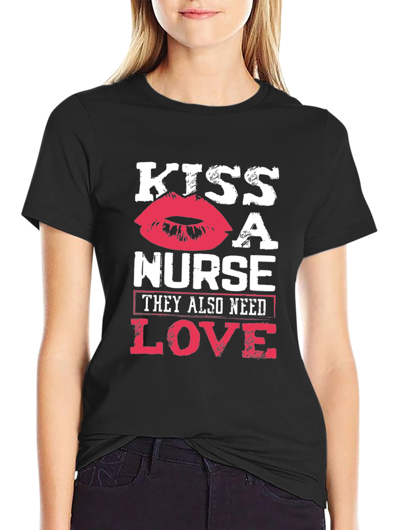 Black Kiss a Nurse T-Shirt - They Need Love Too! view 2
