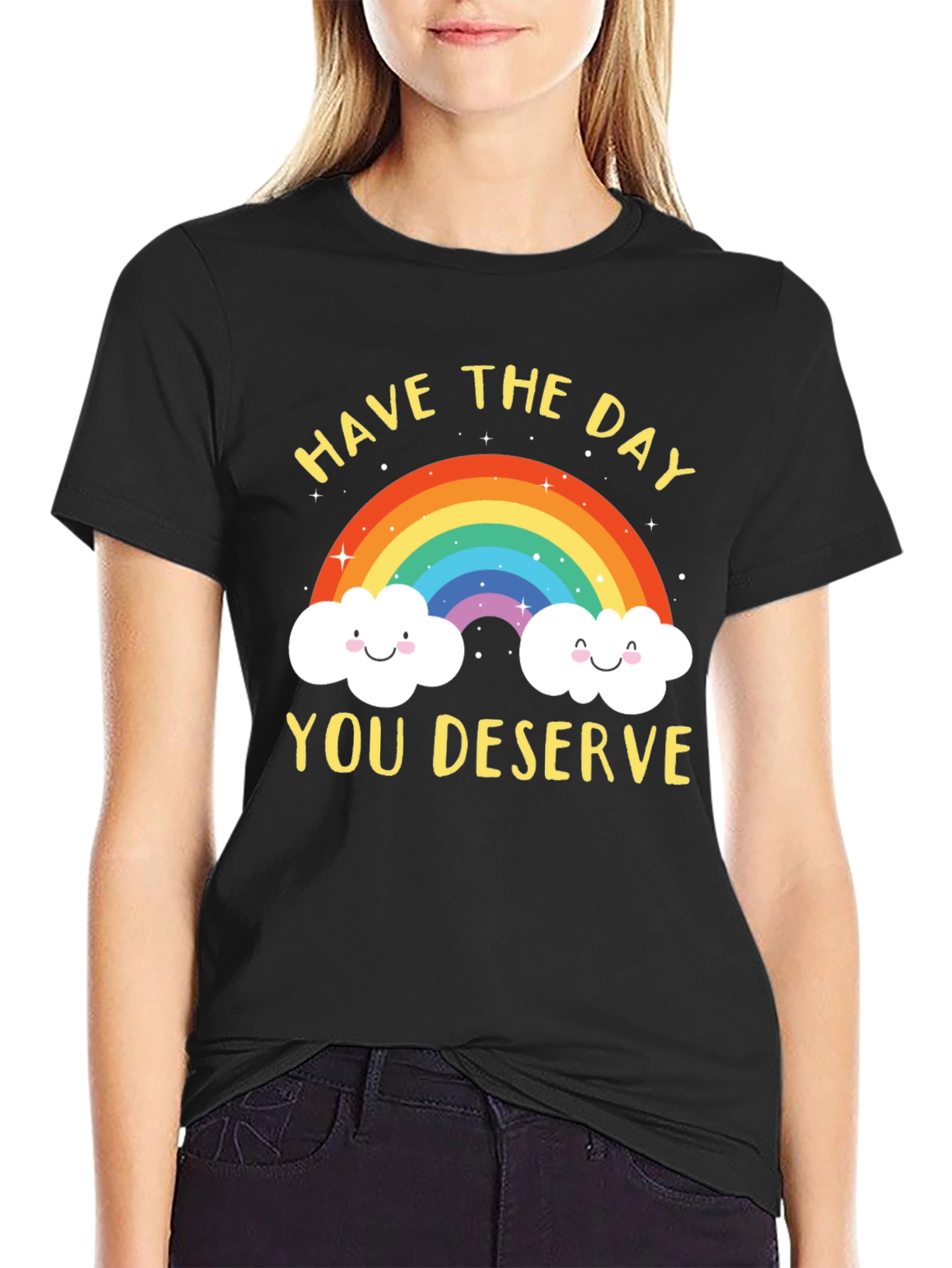 Black Rainbow Graphic T-Shirt - Have the Day You Deserve view 2