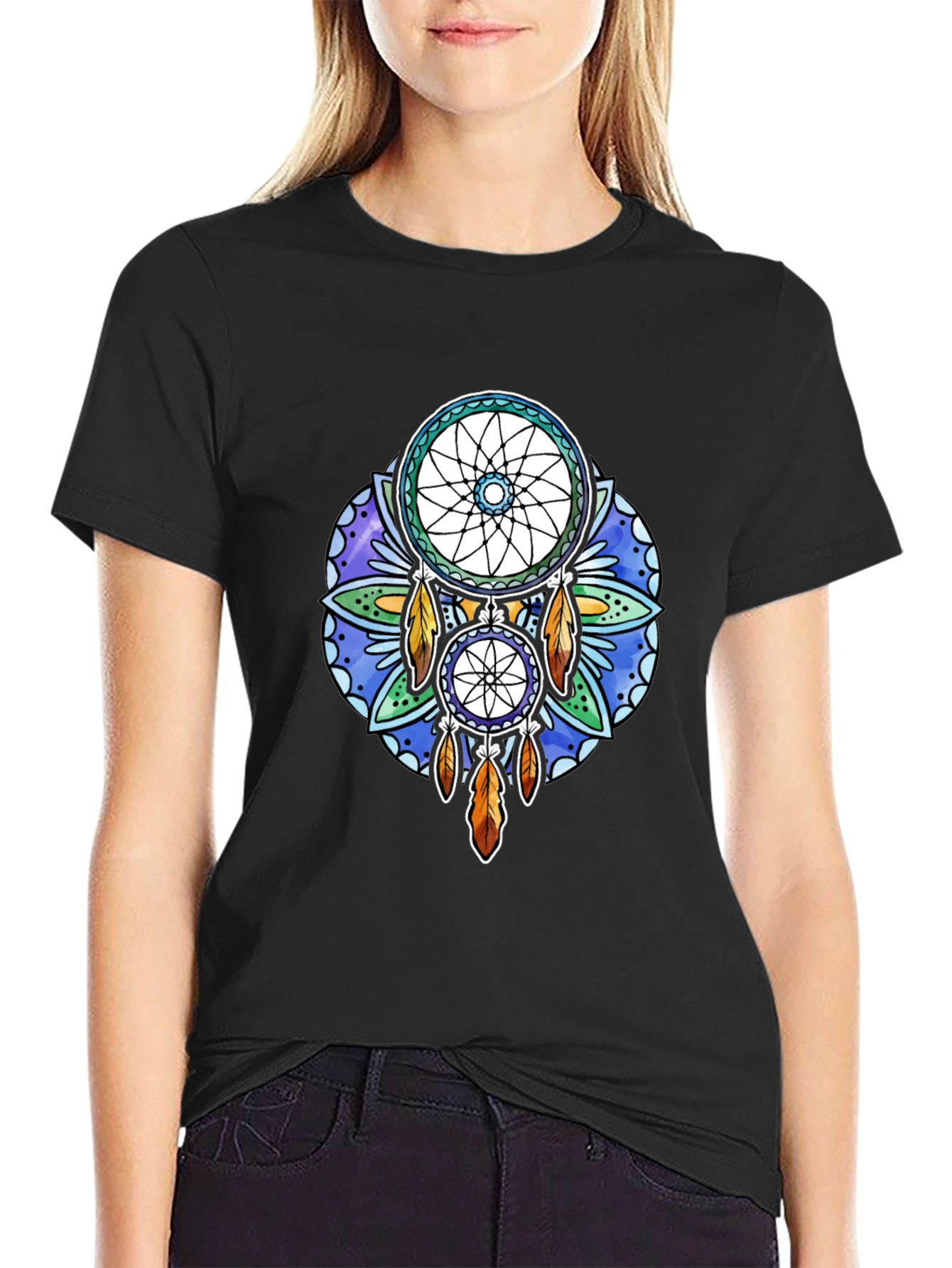 Black Dreamcatcher Graphic Black T-Shirt view 2