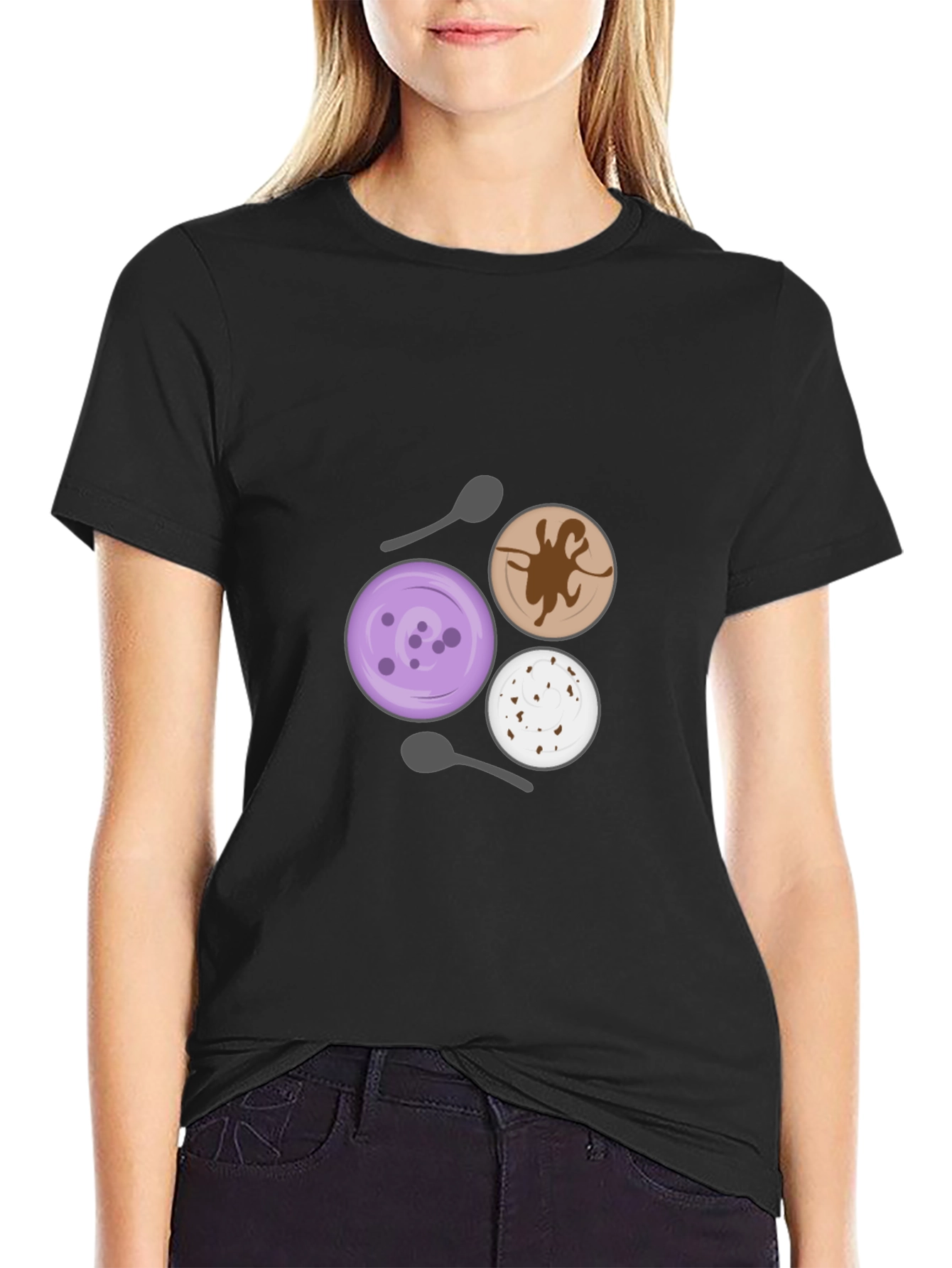 Black Dessert Lover T-Shirt - Unique Ice Cream Design view 2
