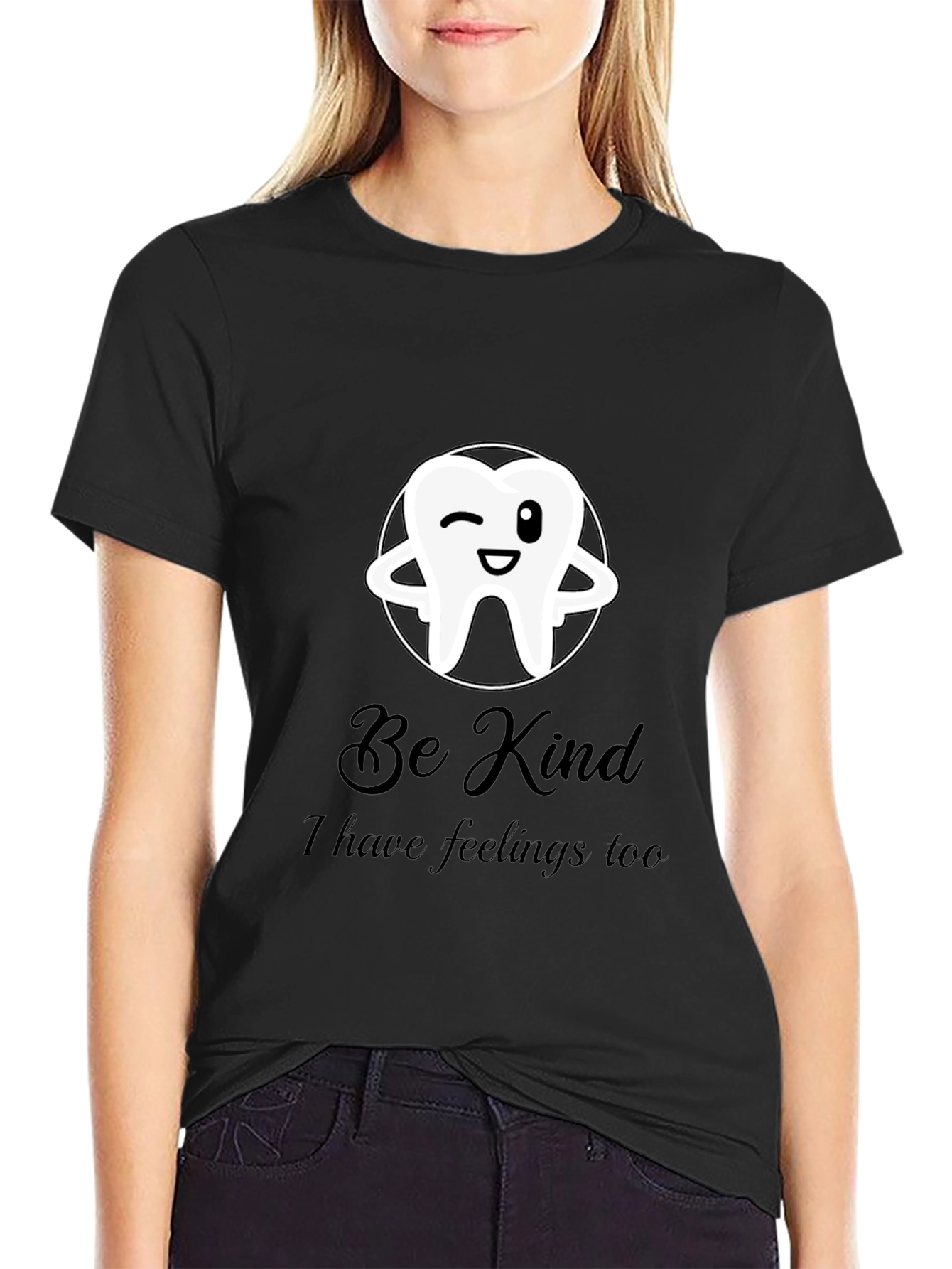 Black Be Kind Tooth Graphic T-Shirt - Soft Cotton Blend view 2