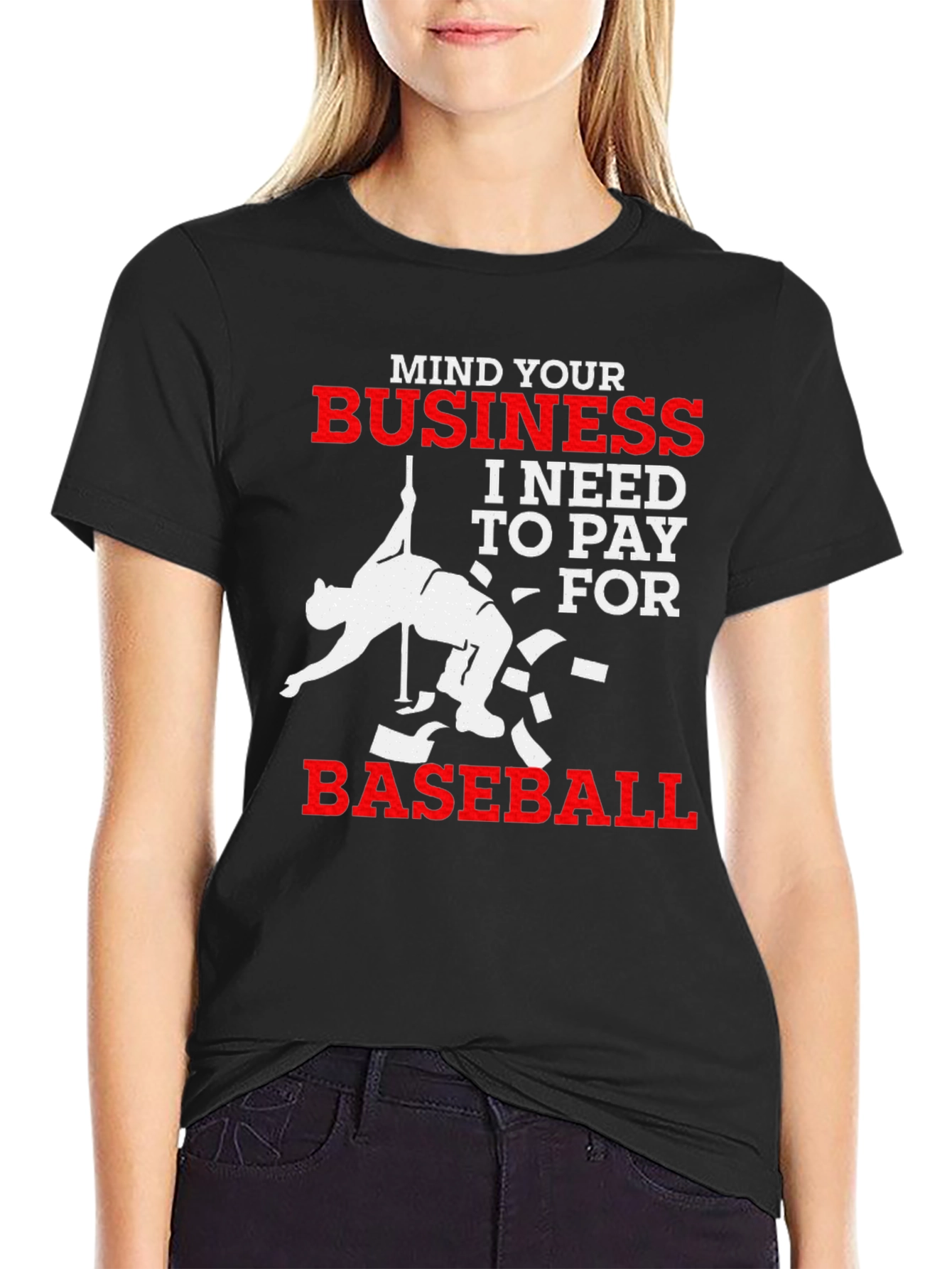 Black Mind Your Business Baseball T-Shirt view 2
