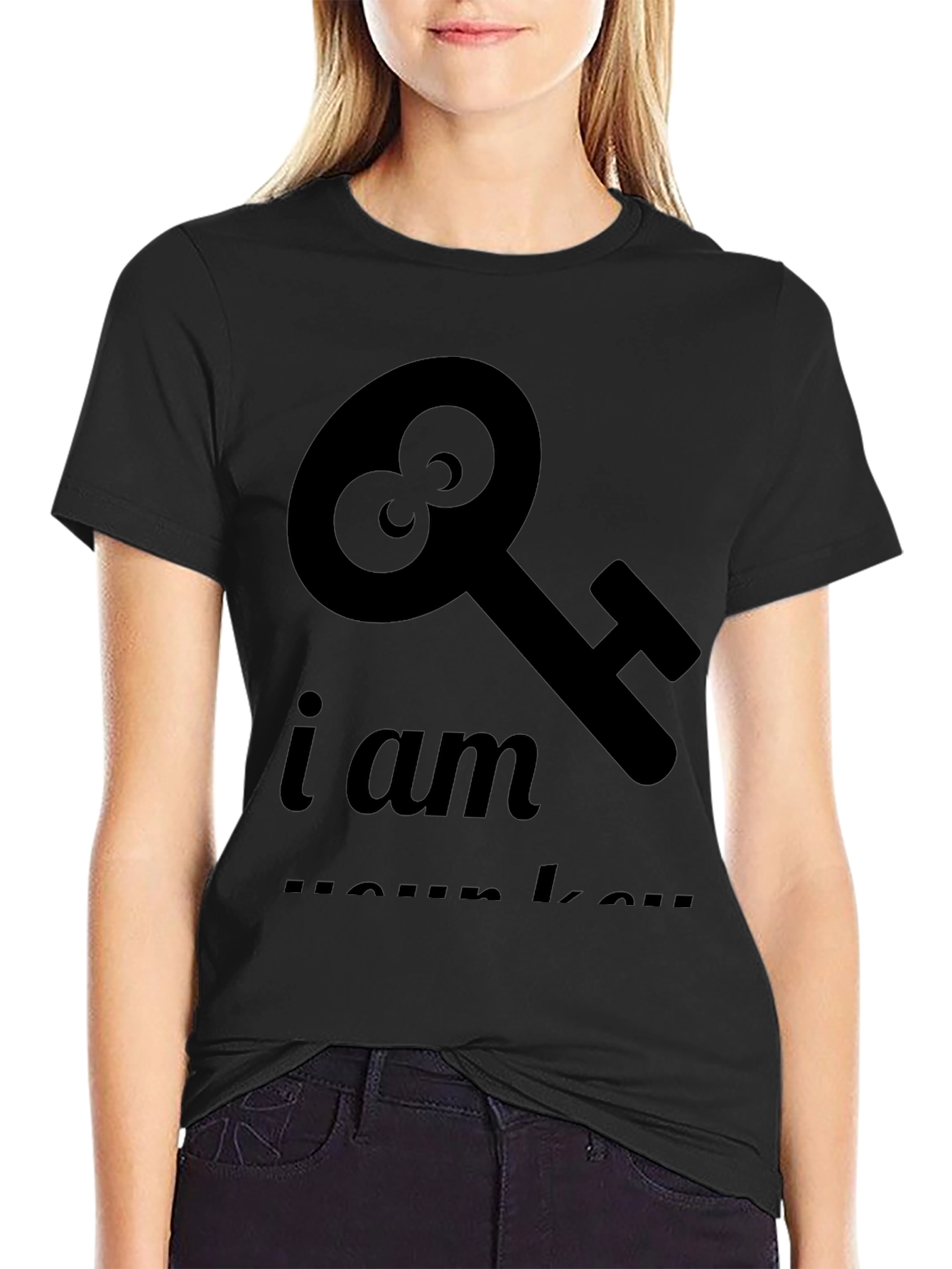Black I Am Your Key T-Shirt - Unique Design, Black Tee view 2