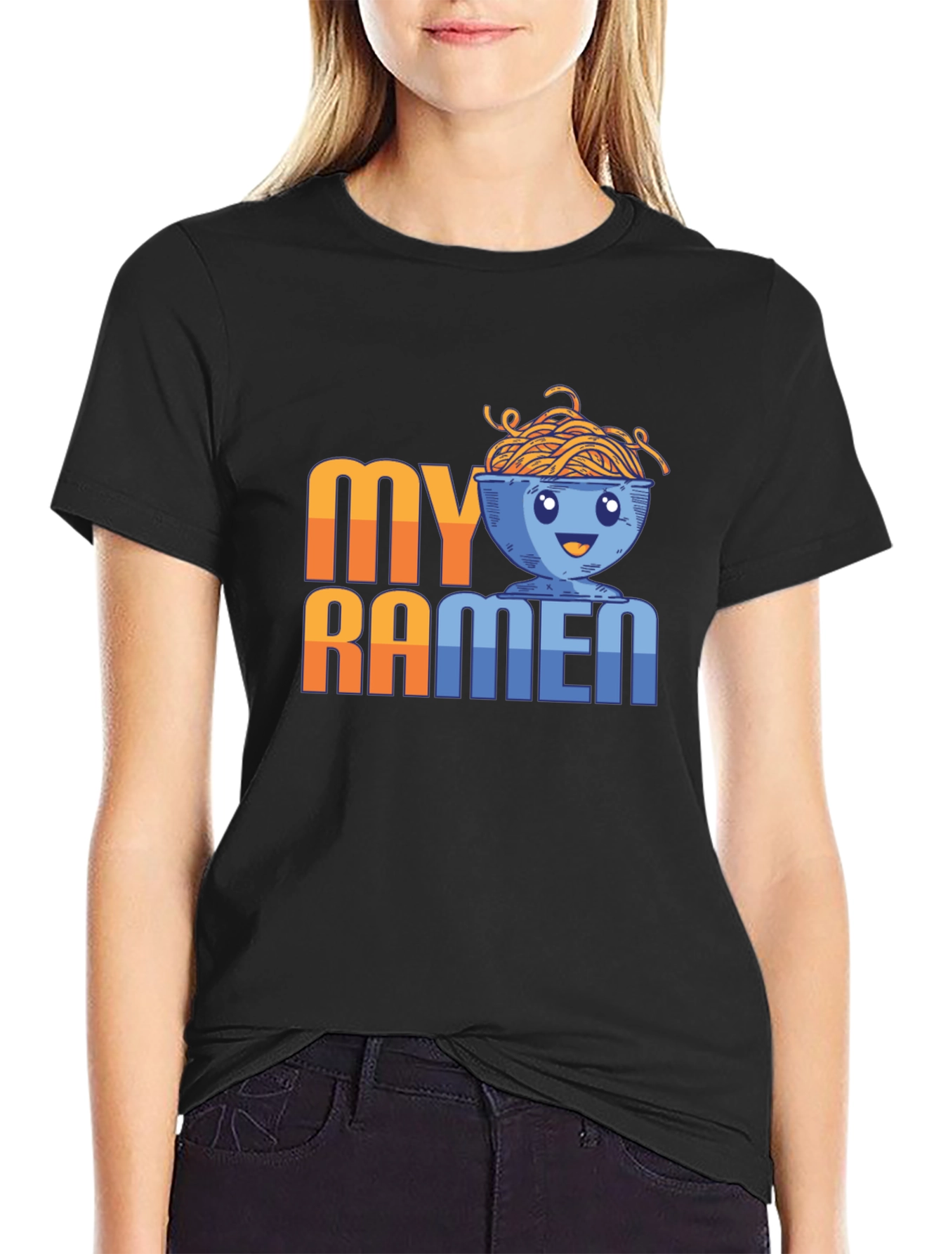 Black My Ramen Funny T-Shirt Graphic Tee view 2