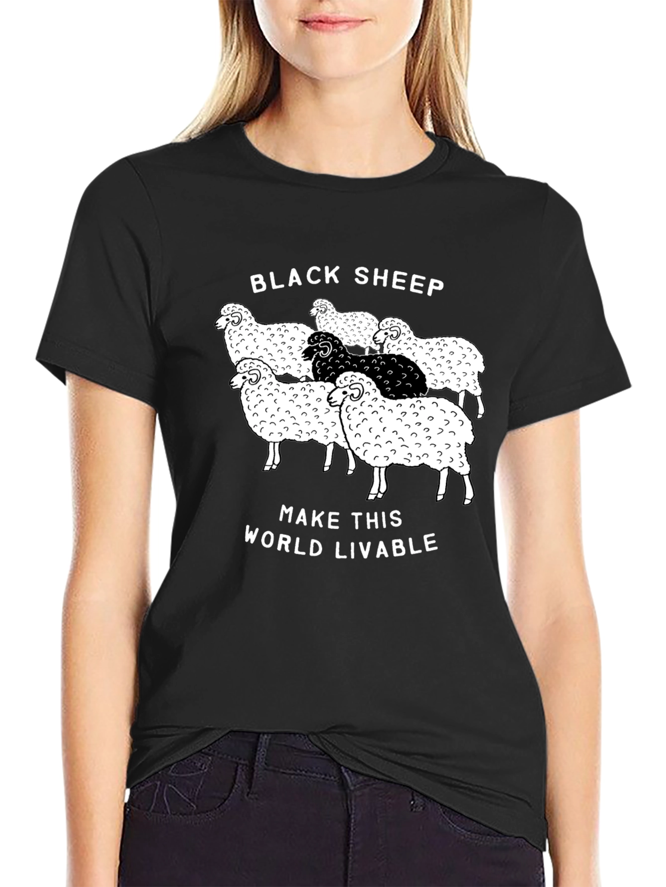 Black Black Sheep T-Shirt - Make This World Livable view 2