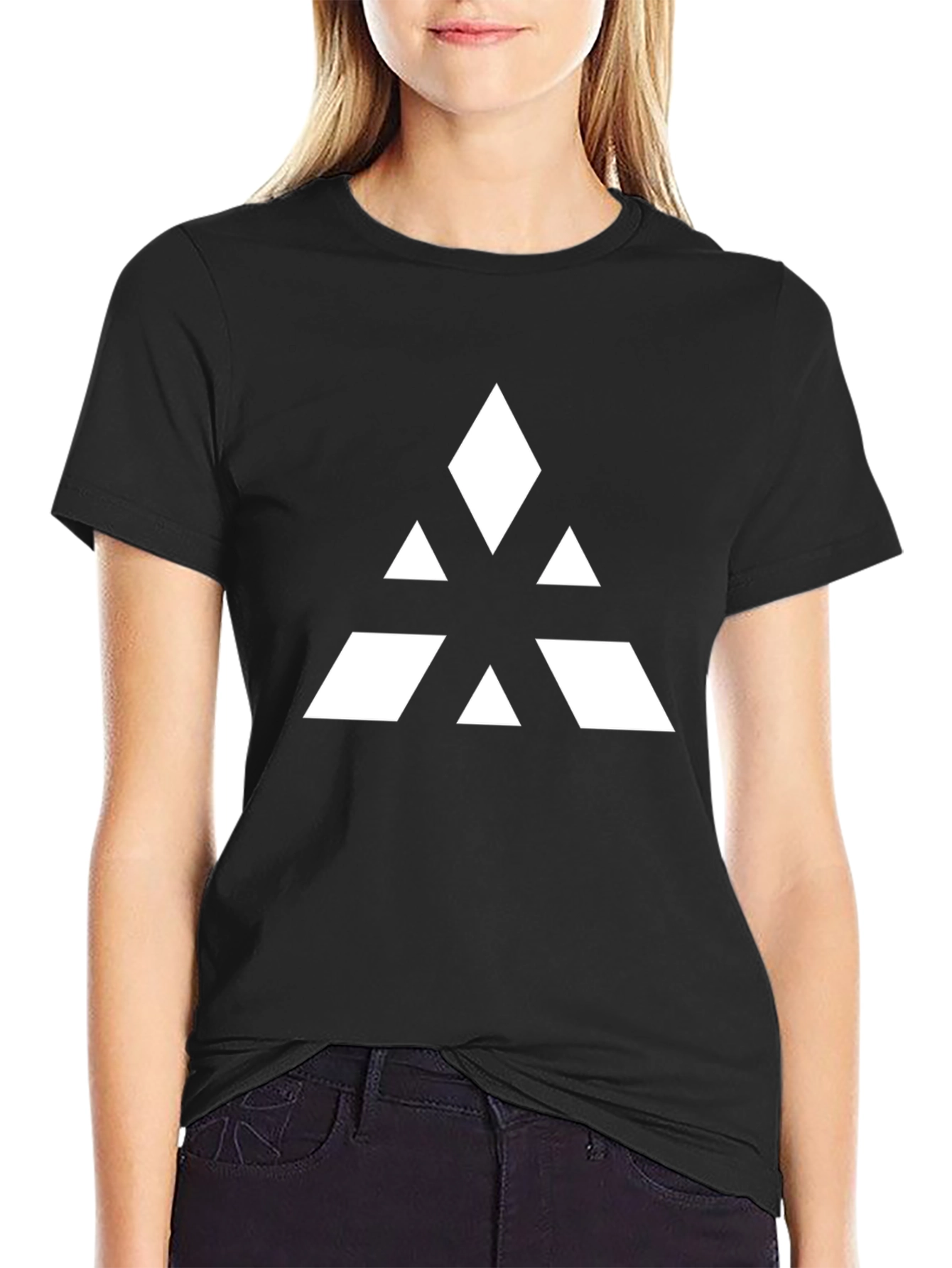 Black Abstract Triangle Graphic Tee - Black view 2