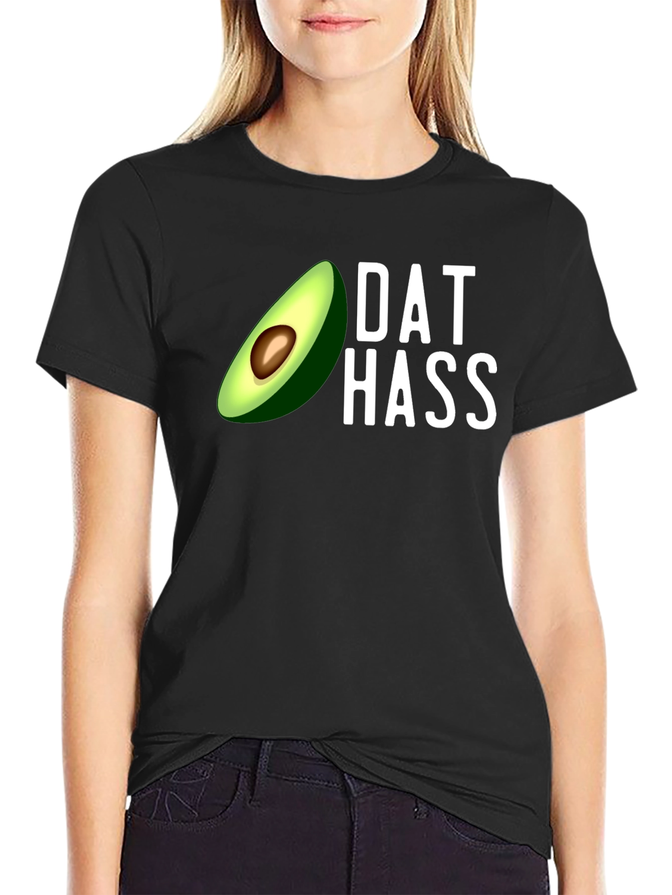 Black Dat Hass Avocado Graphic T-Shirt - Funny Trendy Tee view 2